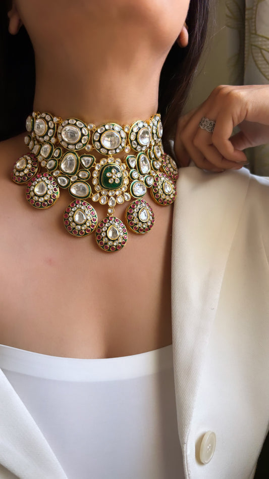 Uncut Polki meenakari choker