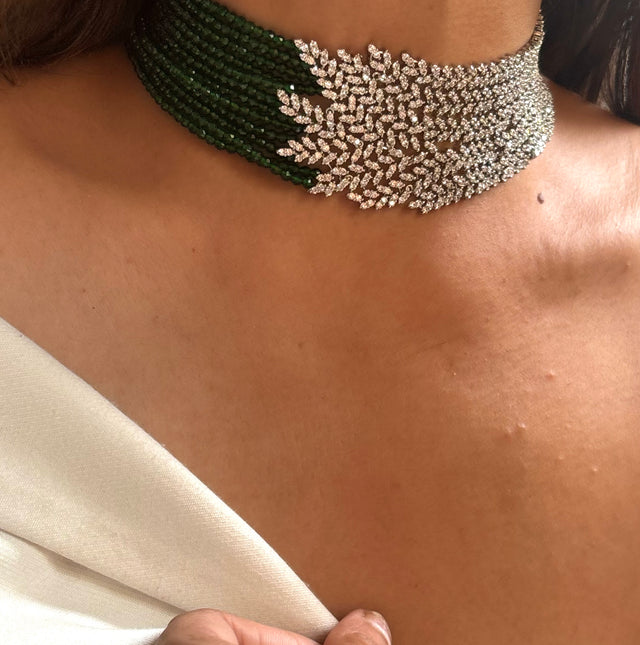 Emerald designer diamond choker