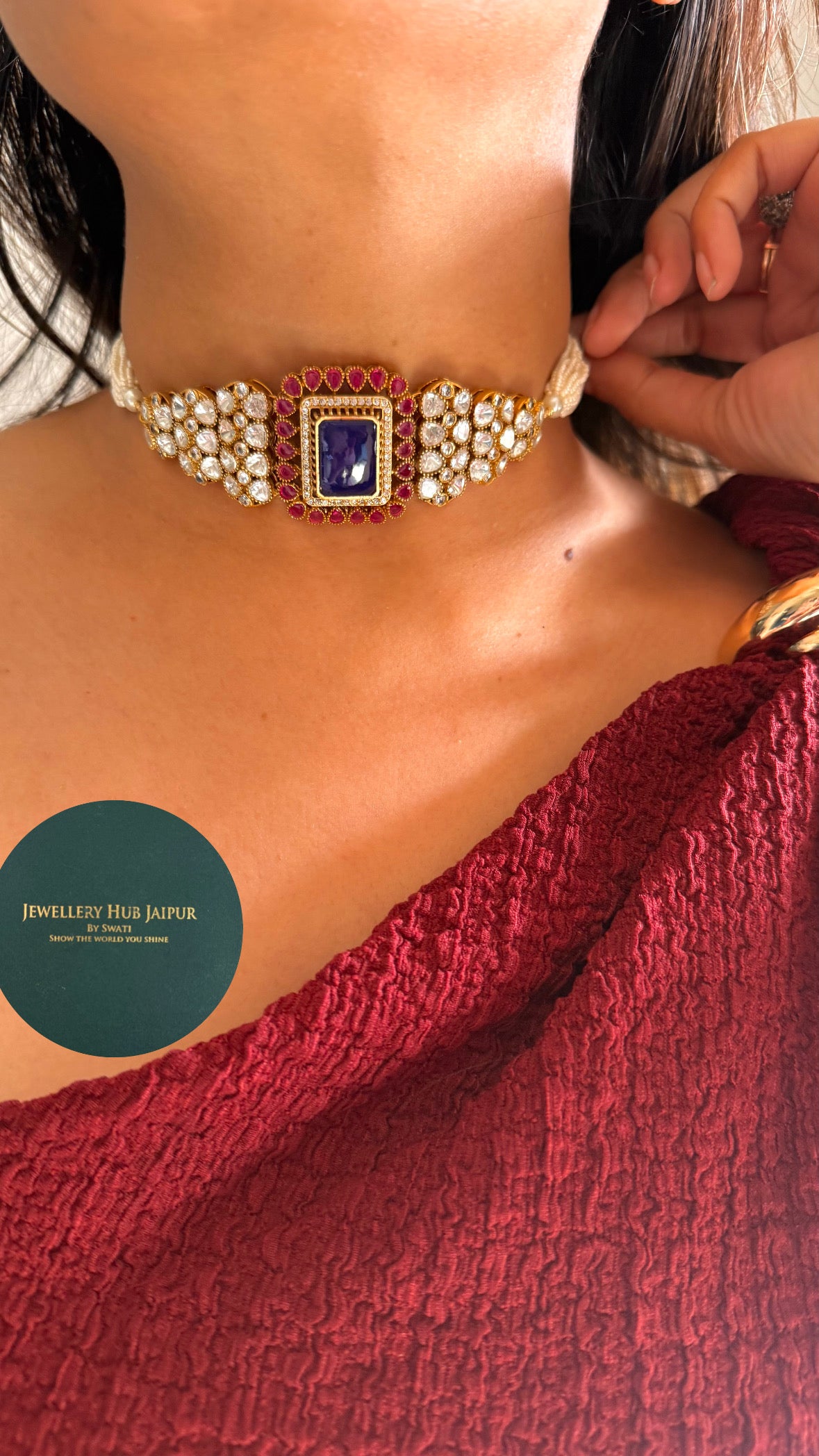 Sapphire & ruby moissanite necklace