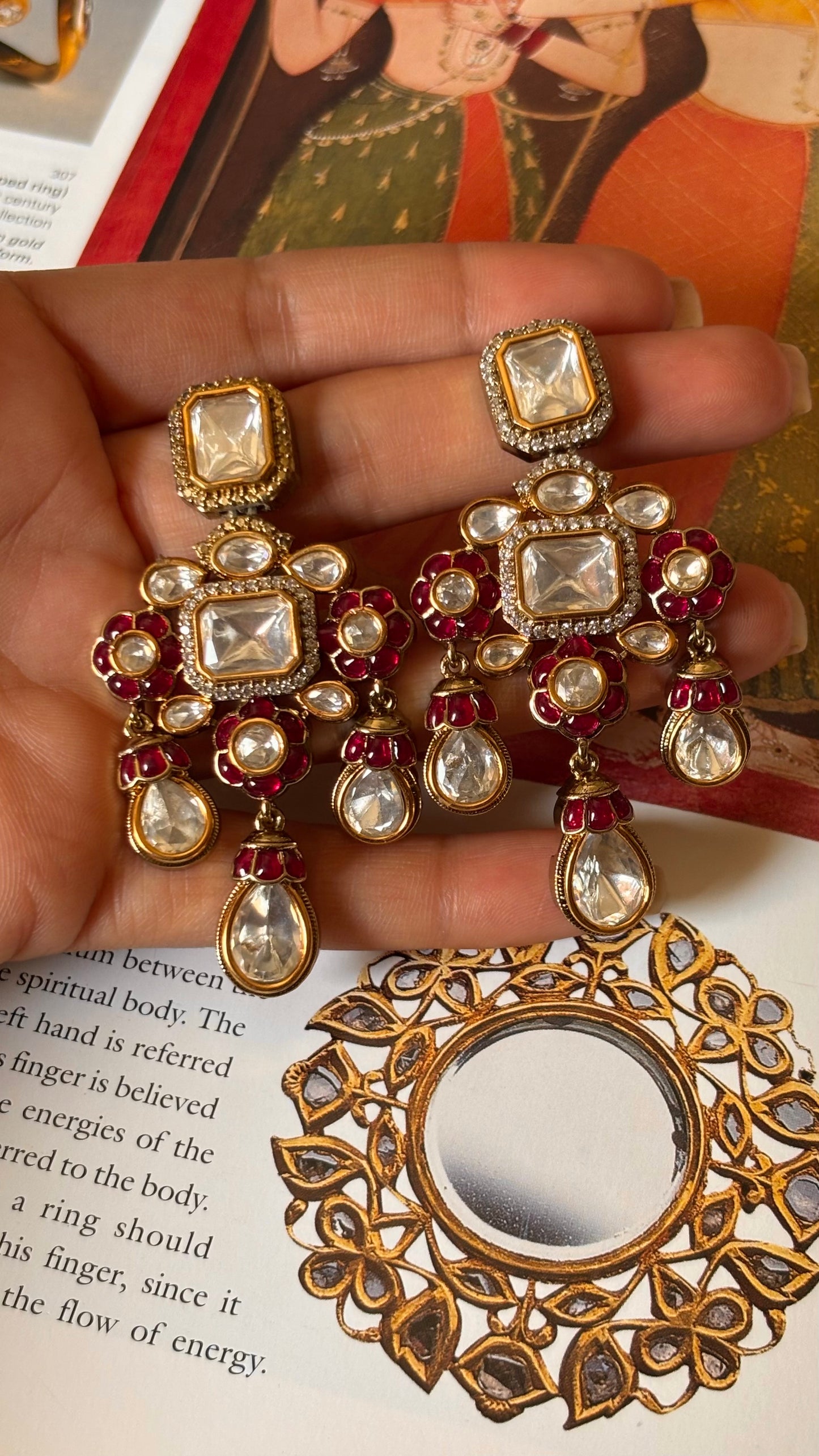 Vintage ruby Moissanite Earrings