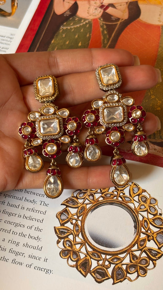 Vintage ruby Moissanite Earrings