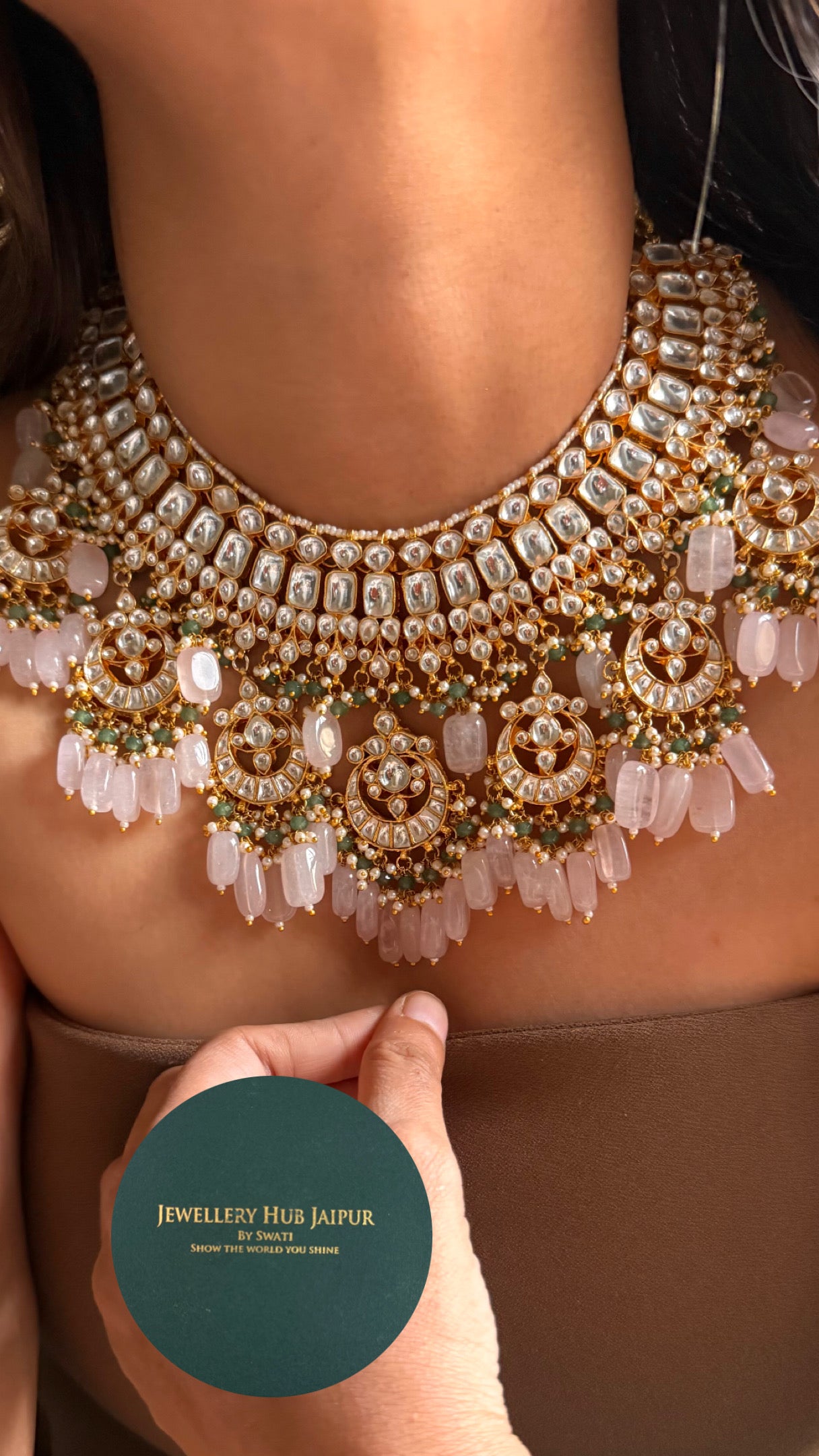 Paachi kundan chaand designed handmade nakashi bridal Necklace