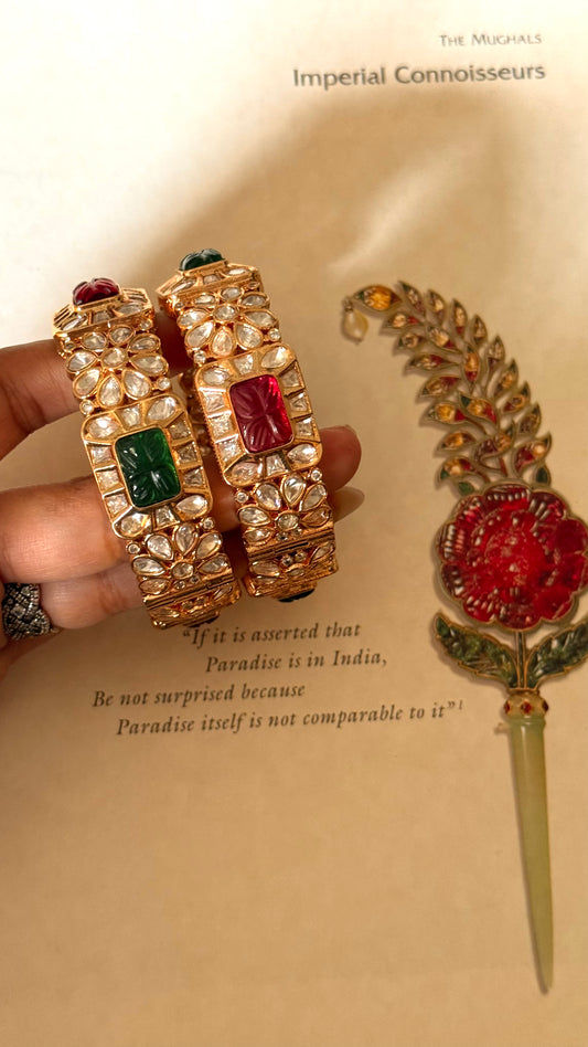 Ruby & emerald moissanite openable bangle