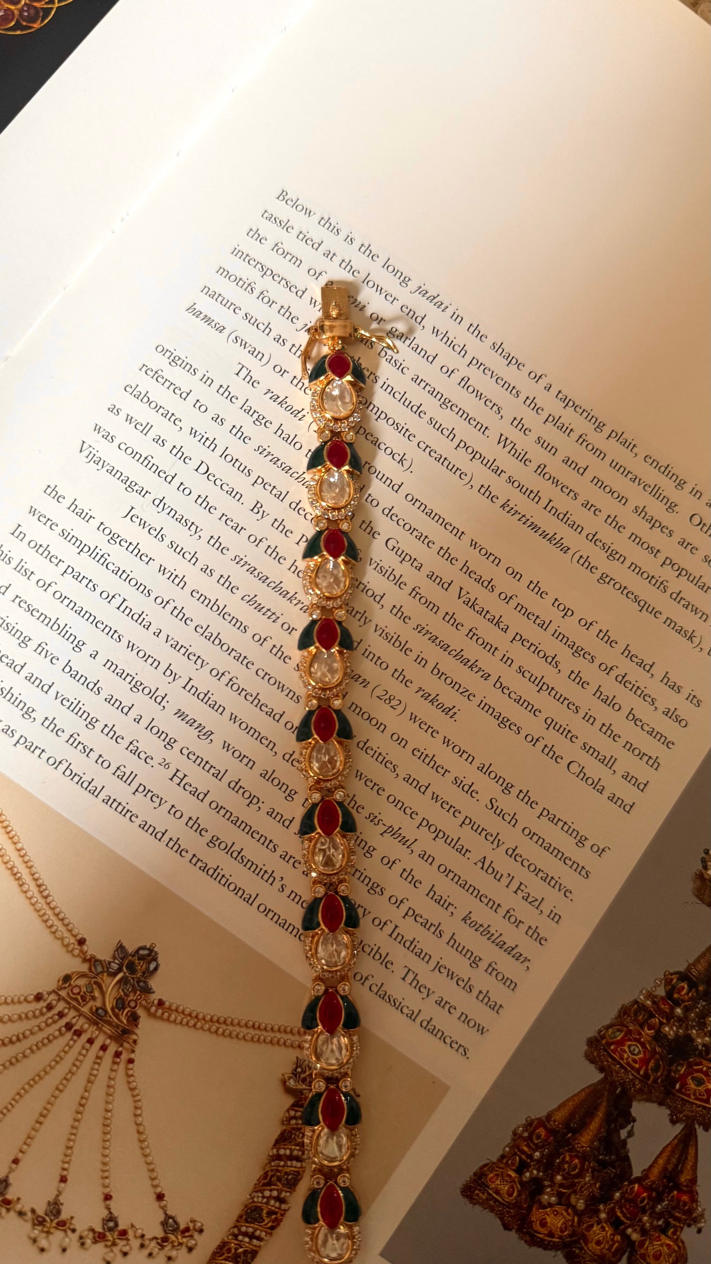Ruby & emerald katdana leaf moissanite openable bracelet