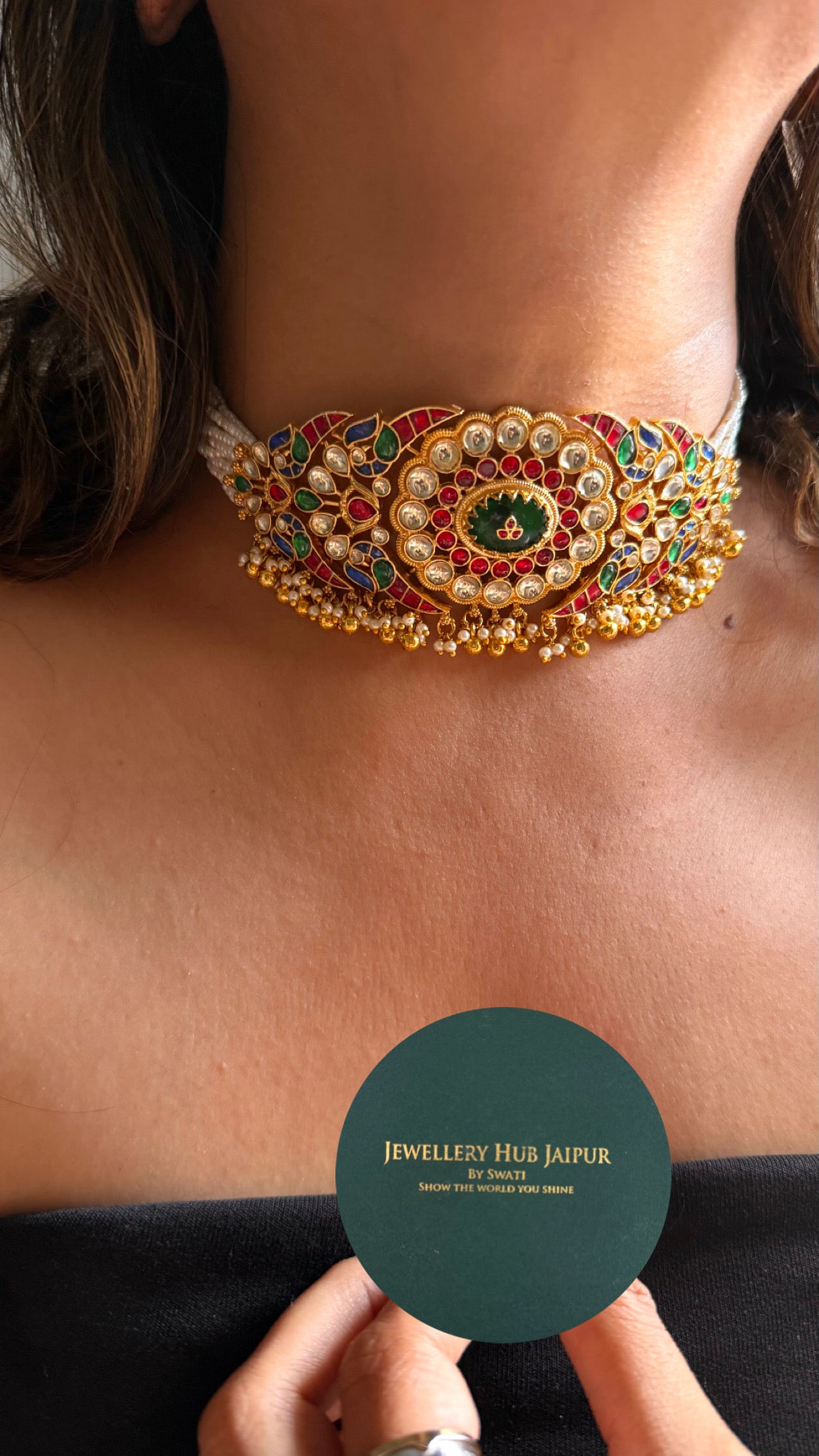 Handmade jadau pachi Kundan statement choker