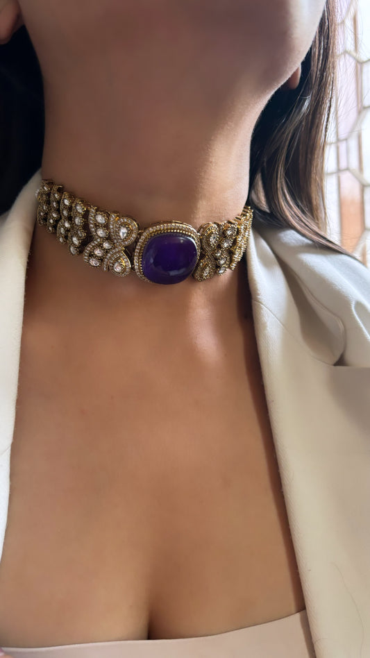 Tanzanite Moissanite choker