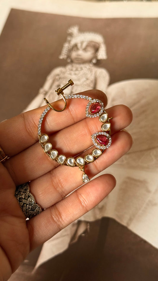 Ruby doublet & moissanite nath