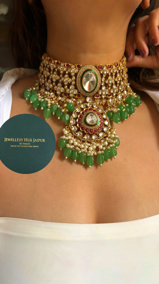 Polki ruby and mint choker set
