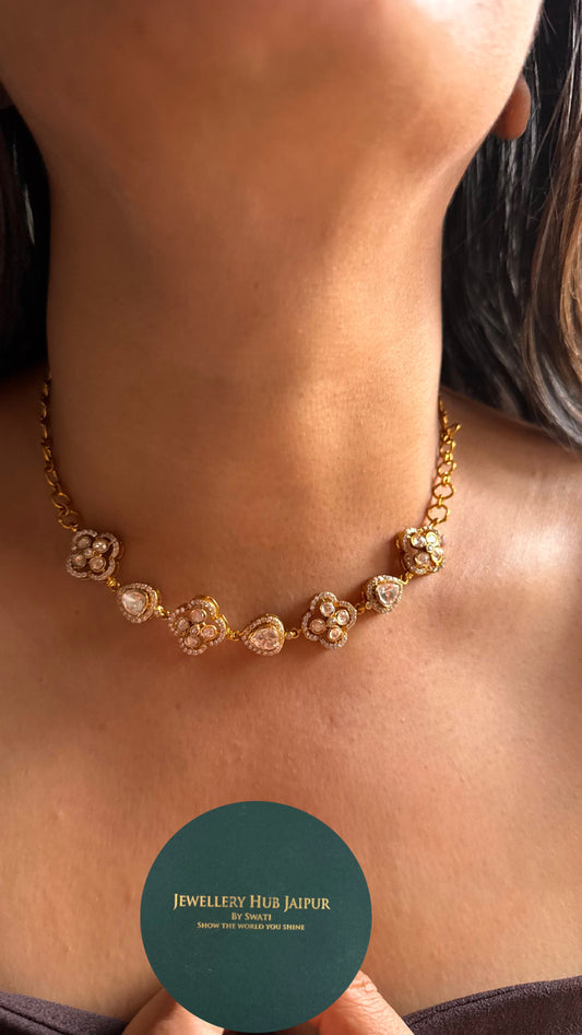 Peeli polki floral gold polish minimalist necklace