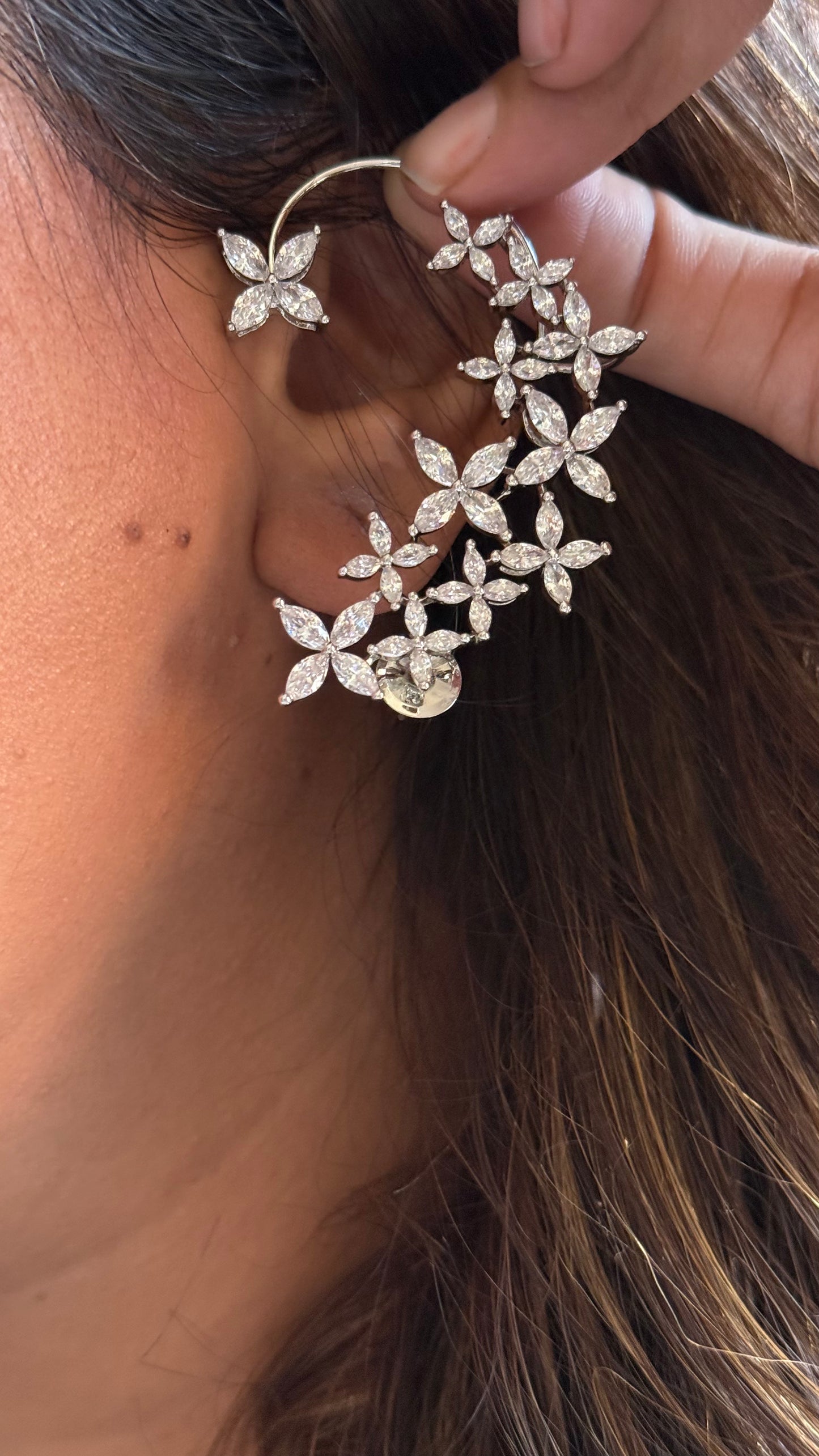 CZ diamond floral Earcuff