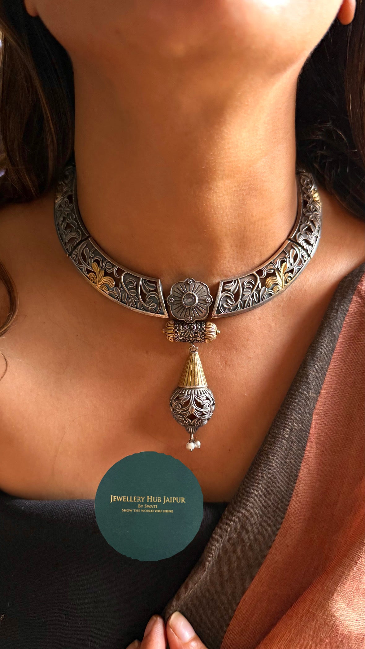 Mehru tribal floral detailing necklace