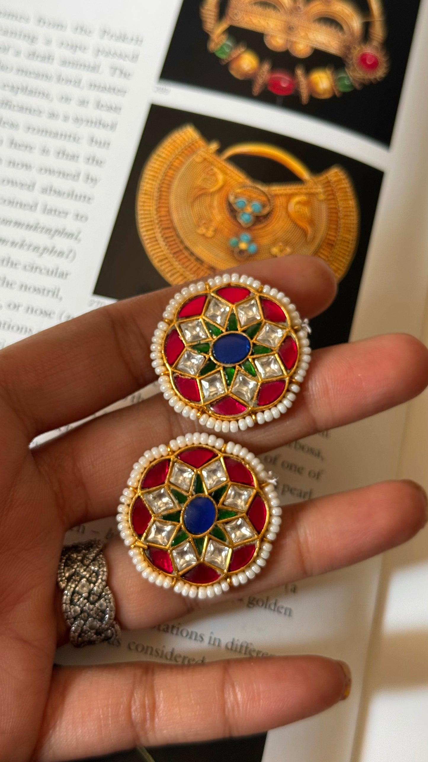 Mix polki paachi kundan Studs