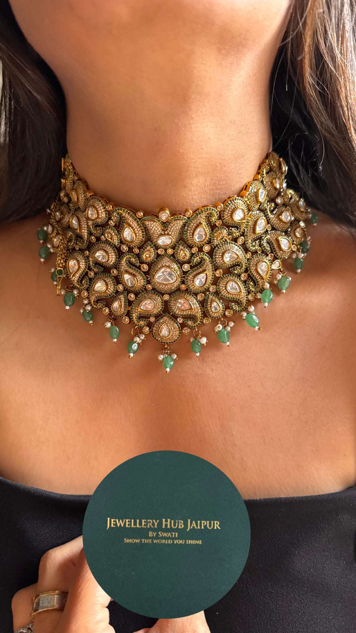 Heritage with mint drops bridal choker