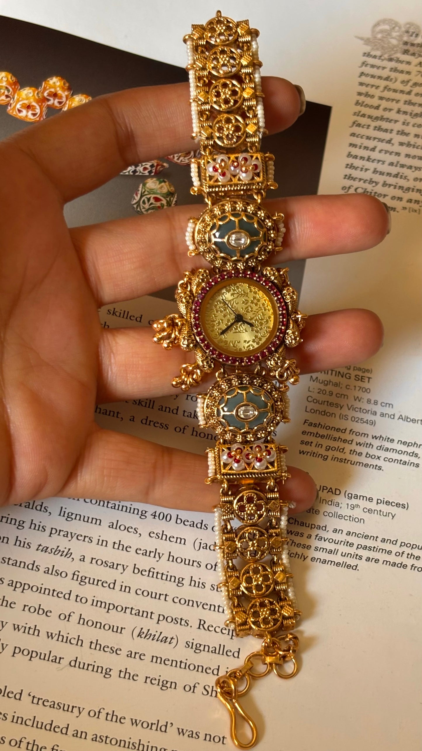 Rajwada emerald gold dial dark gold watch