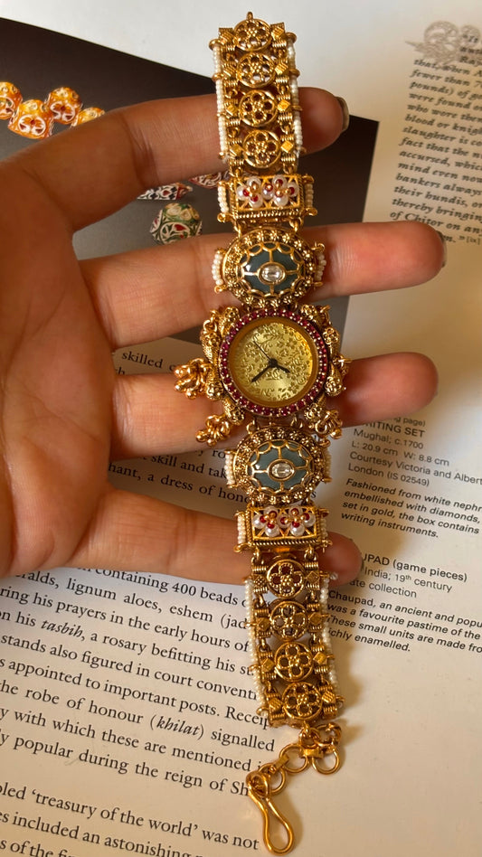 Rajwada emerald gold dial dark gold watch