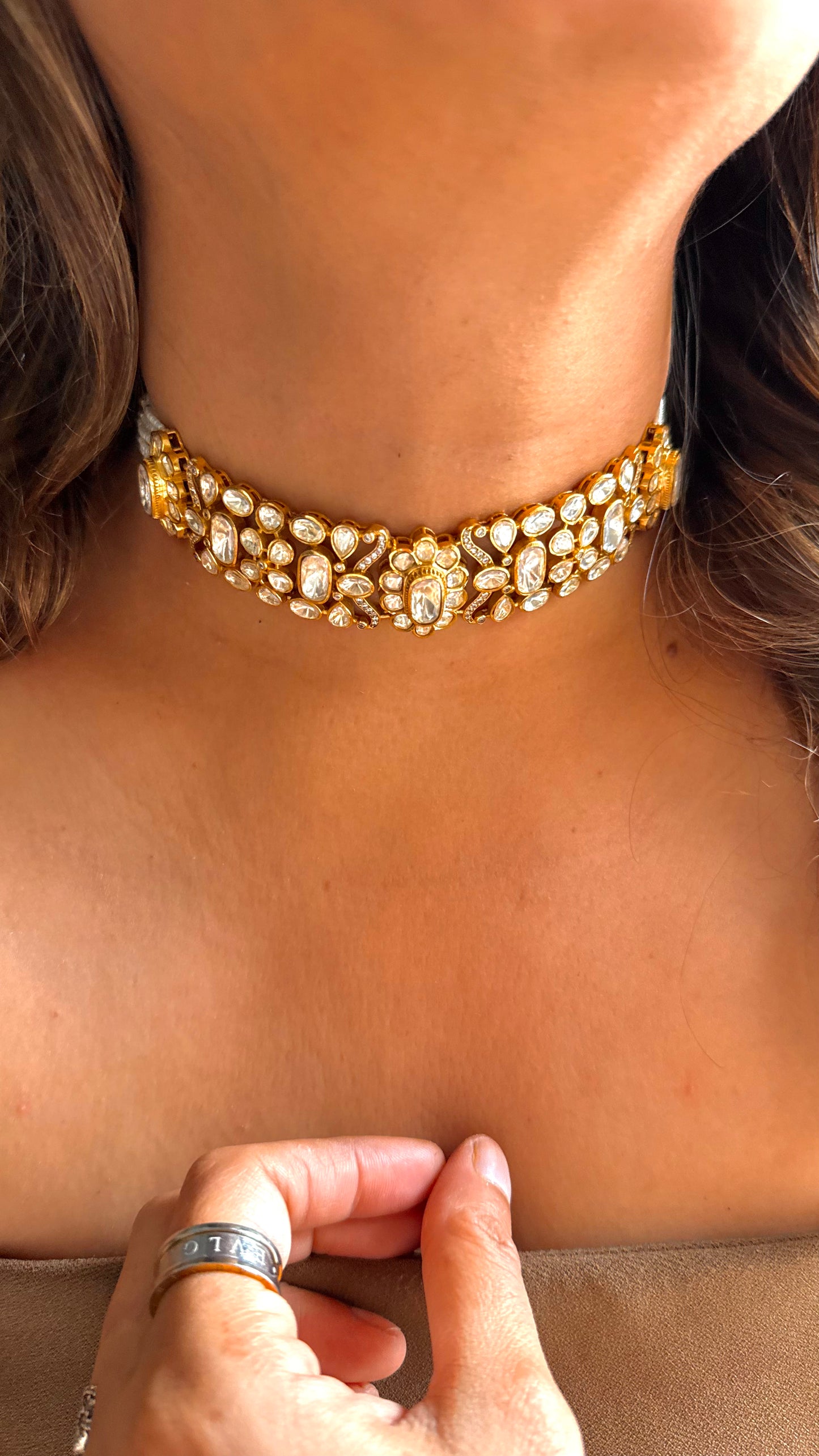 Peeli polki heritage choker