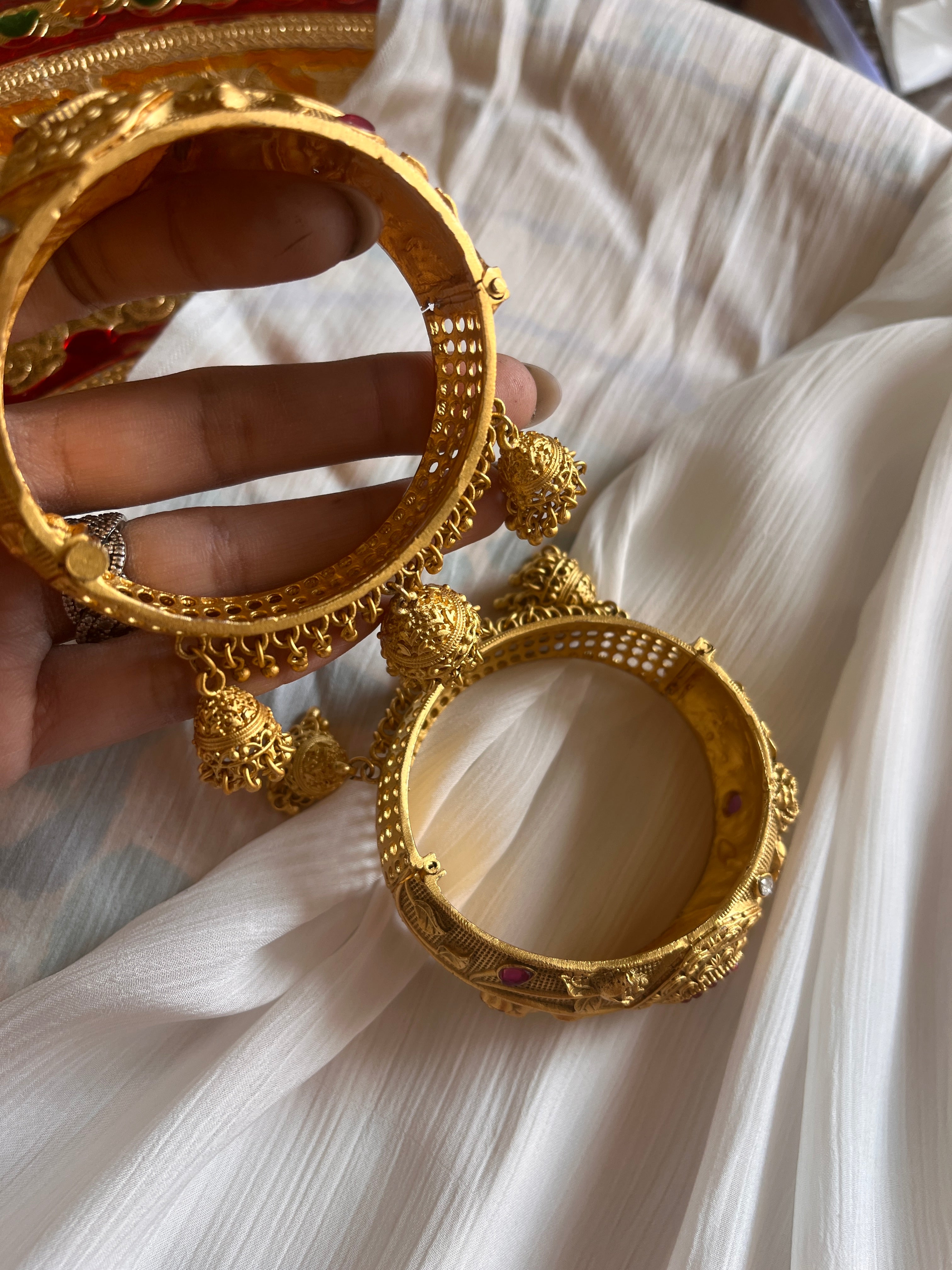 Rajwadi triple jhumki bangles