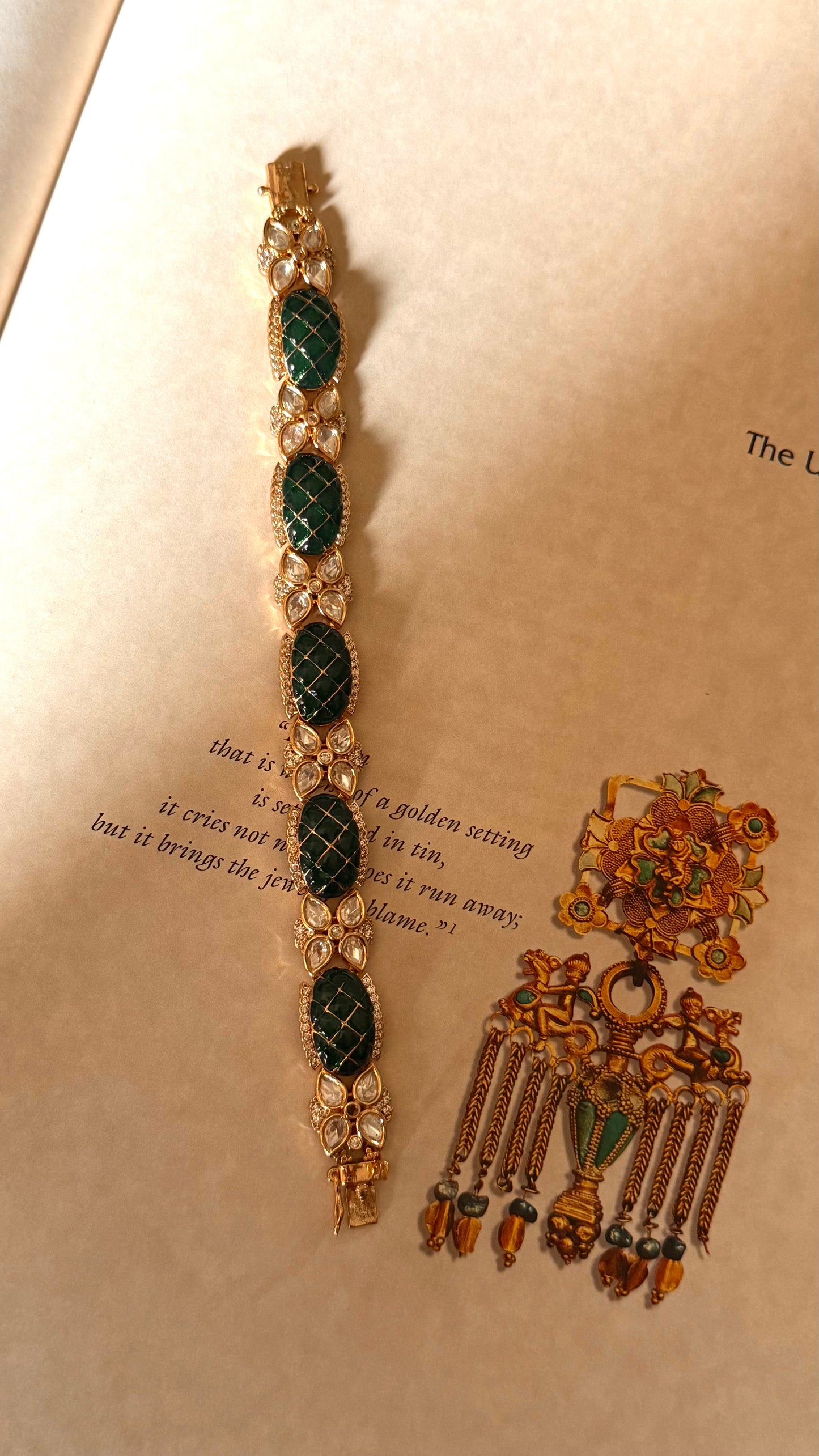 Emerald katdana moissanite bracelet