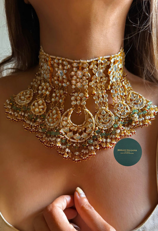Rangrez paachi Royal heritage bridal paachi Kundan with mint drops