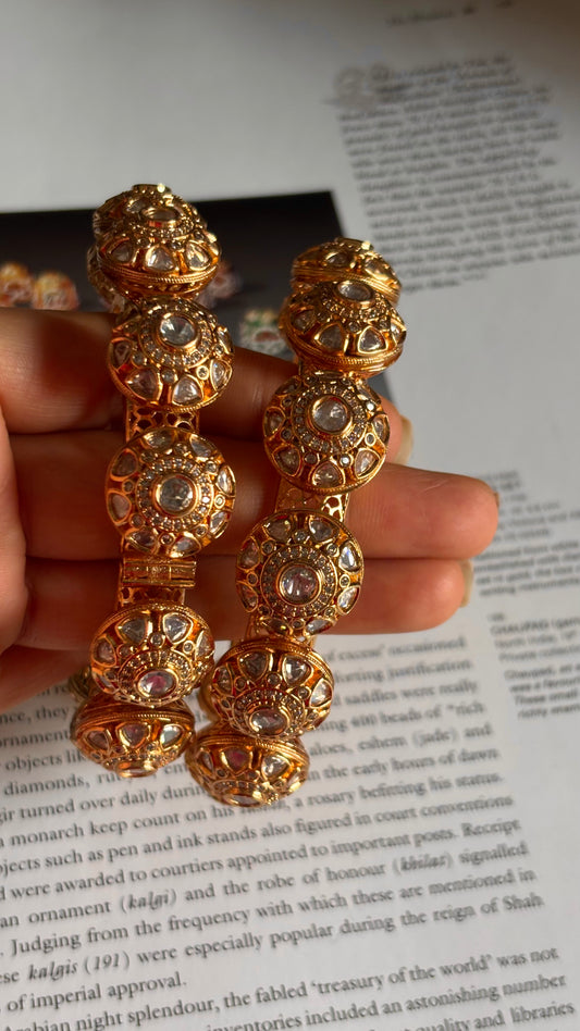 White polki moissanite gold polish bangdi bangles