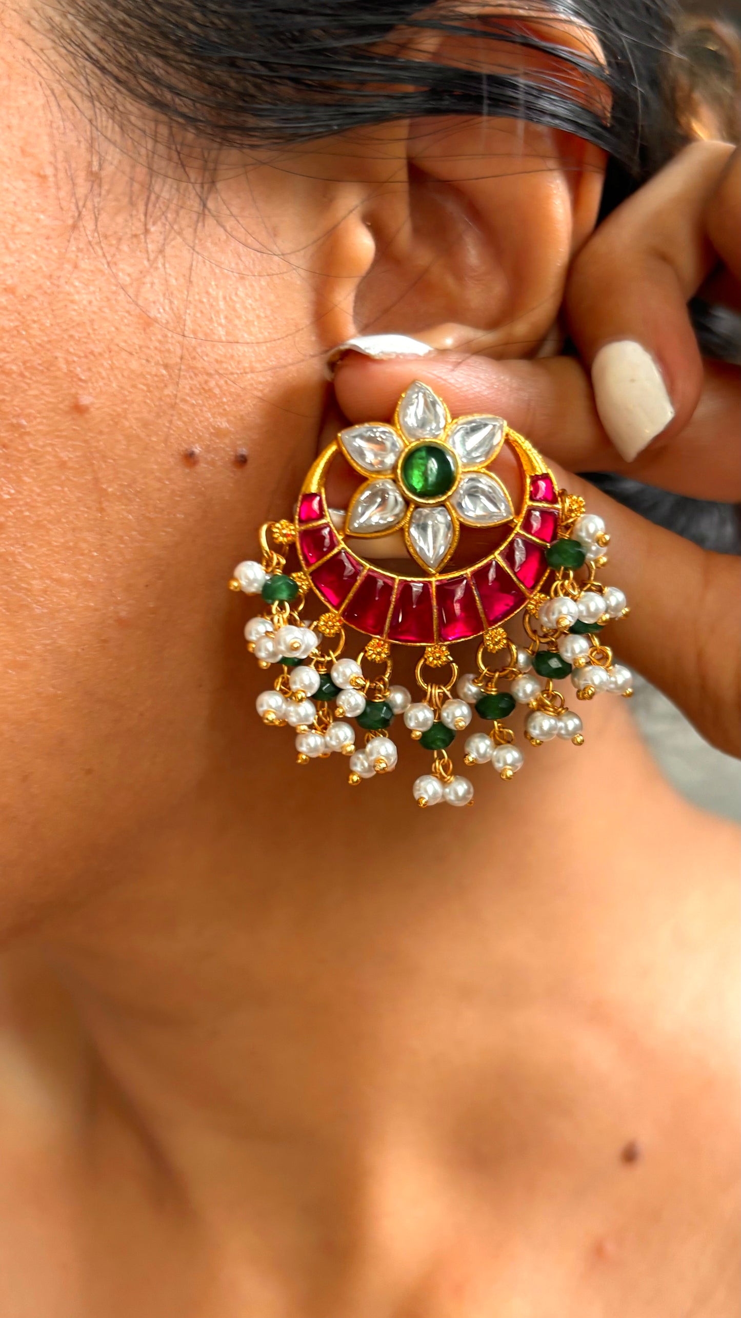 Paachi kudan rajwada handmade pearl necklace with studs