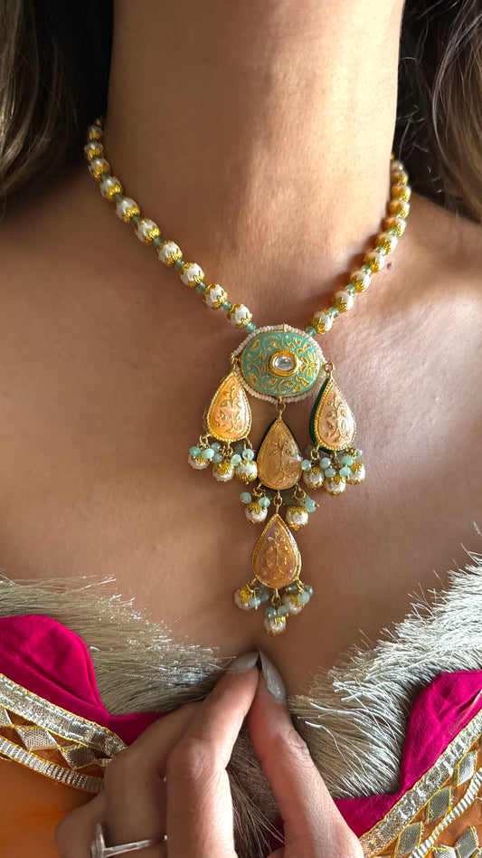 Mint meenakari necklace