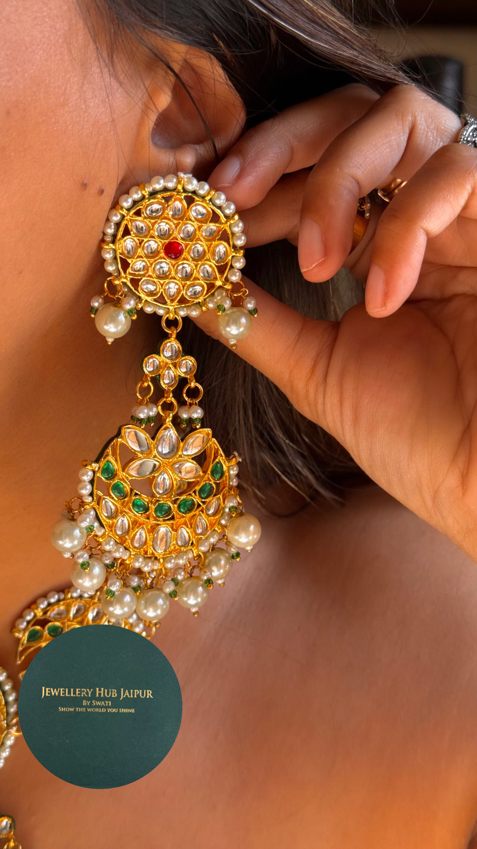 Emerald & Ruby gold polki necklace