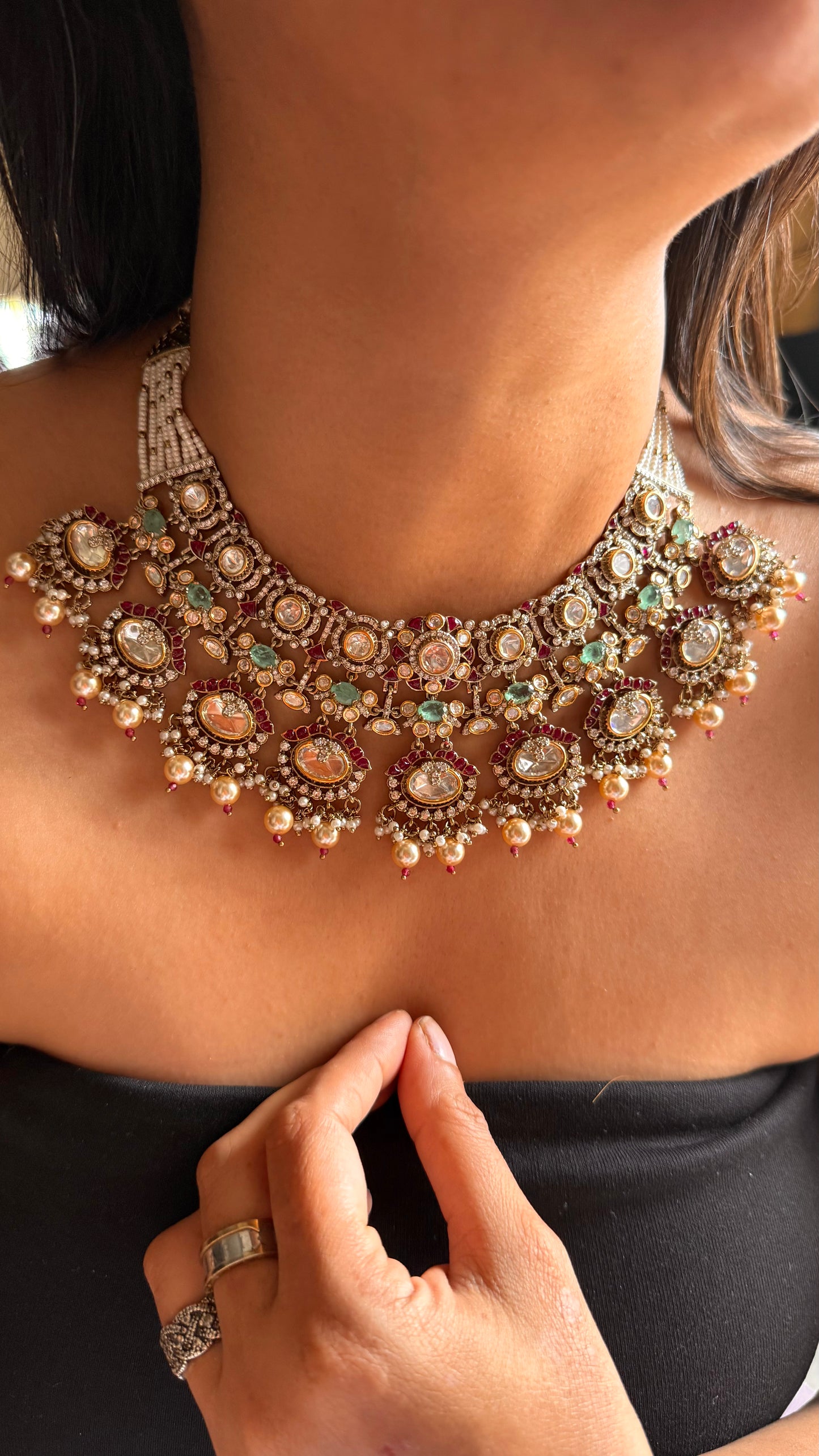 Mint Vintage rajwada necklace sets with jhumki