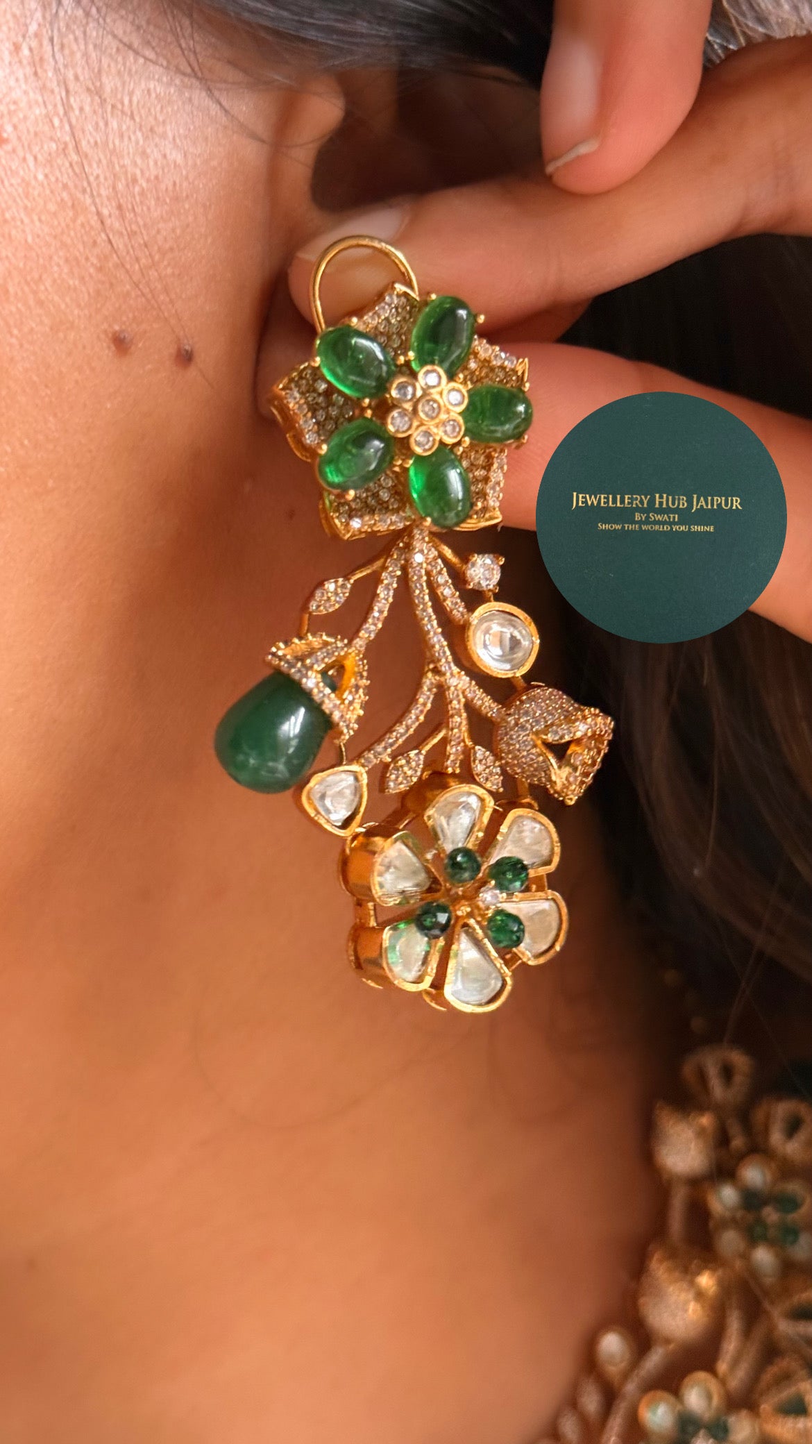 Emerald doublet deisgner floral cocktail collar set