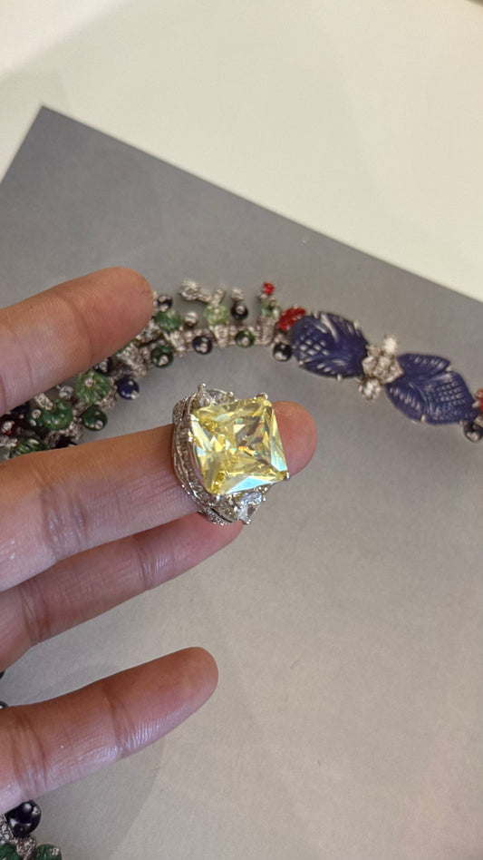 Citrin topaz cocktail ring