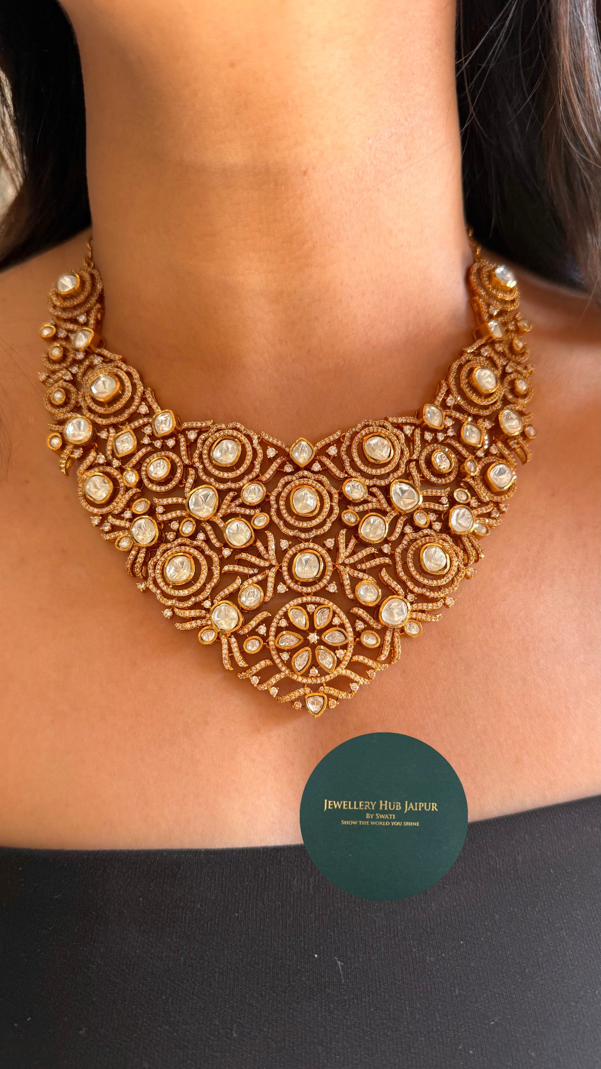 Victorian moissanite polki designer necklace