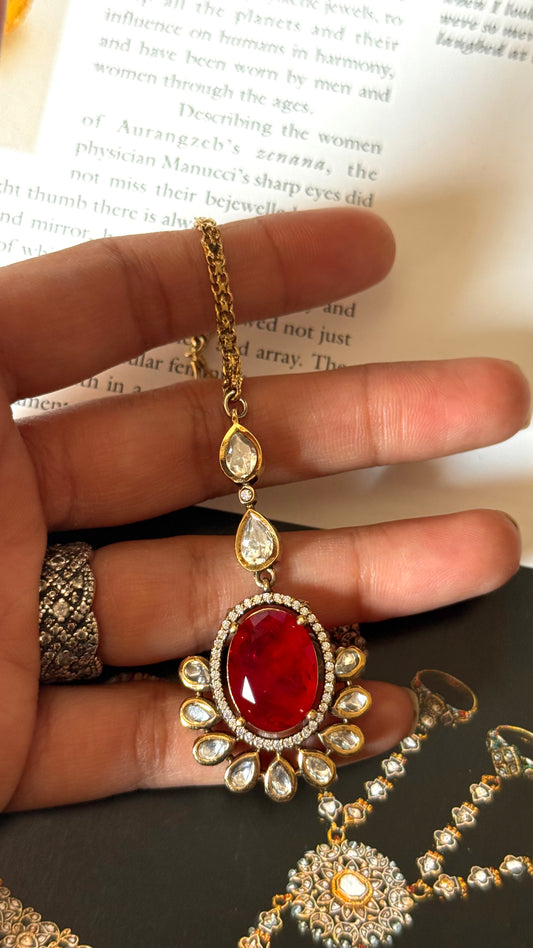 Ruby doublet moissanite Maangtika