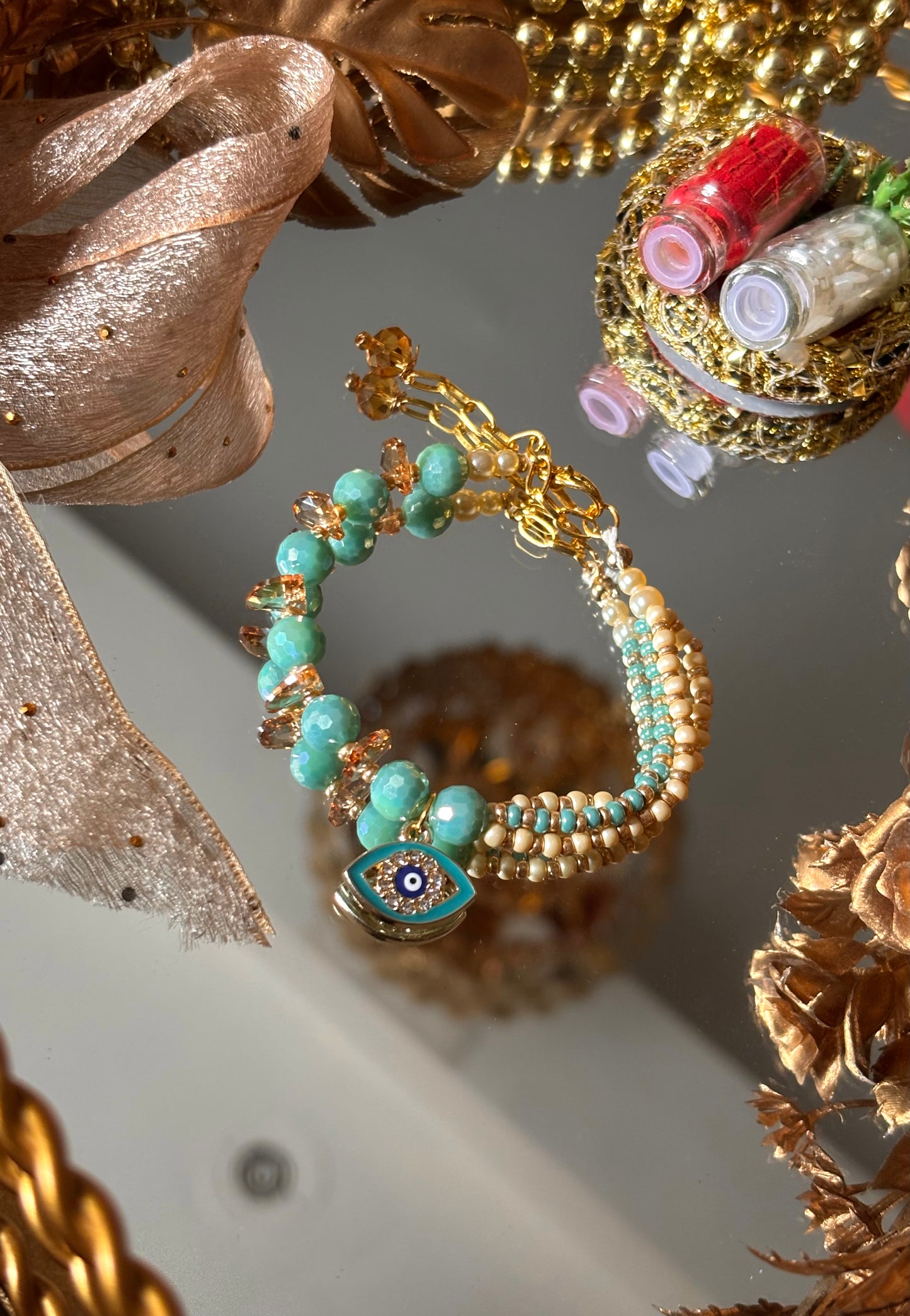 Evil eye firoza designer Rakhi bracelet ( shipping will be extra )