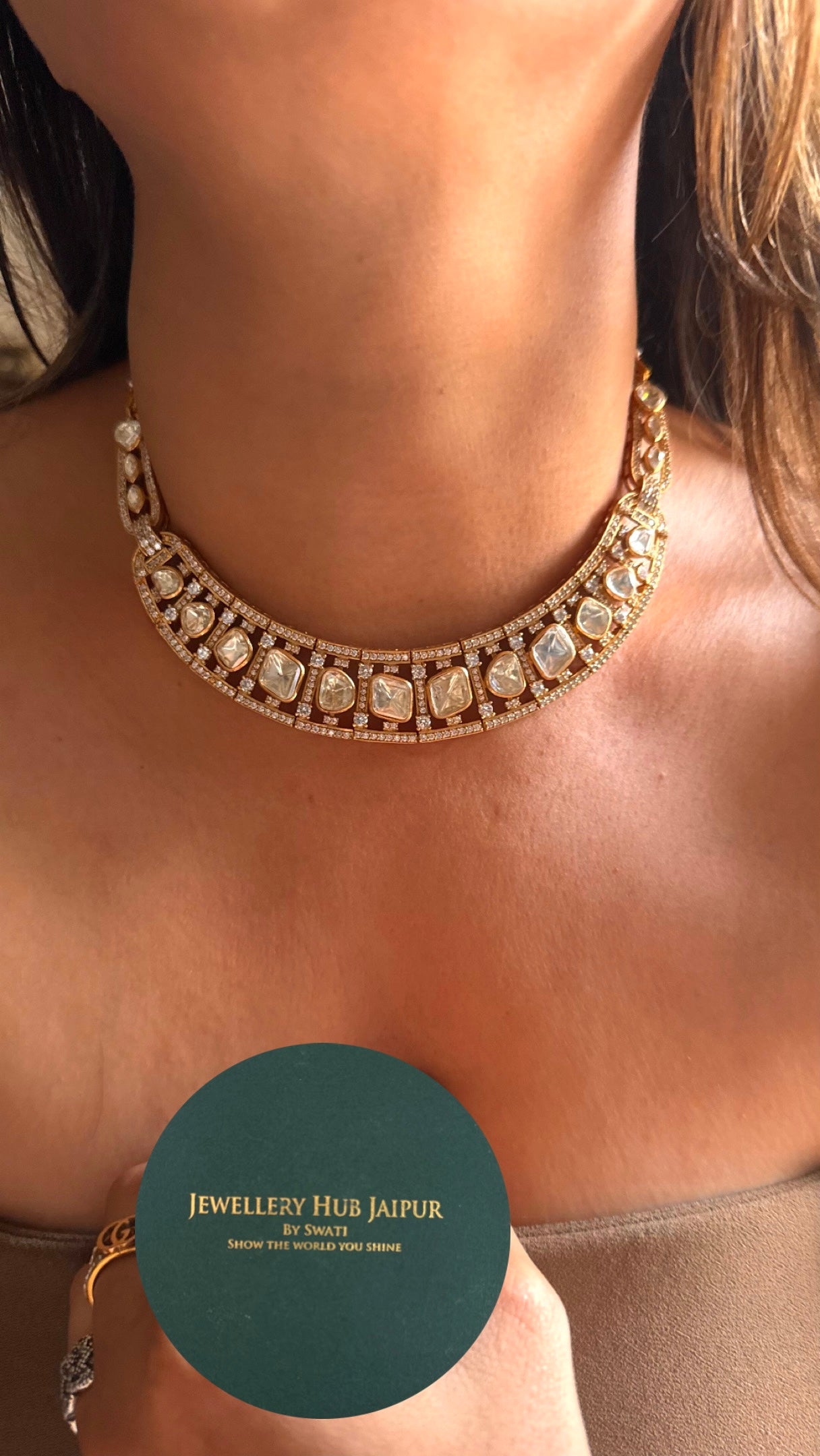Uncut peeli polki collar necklace