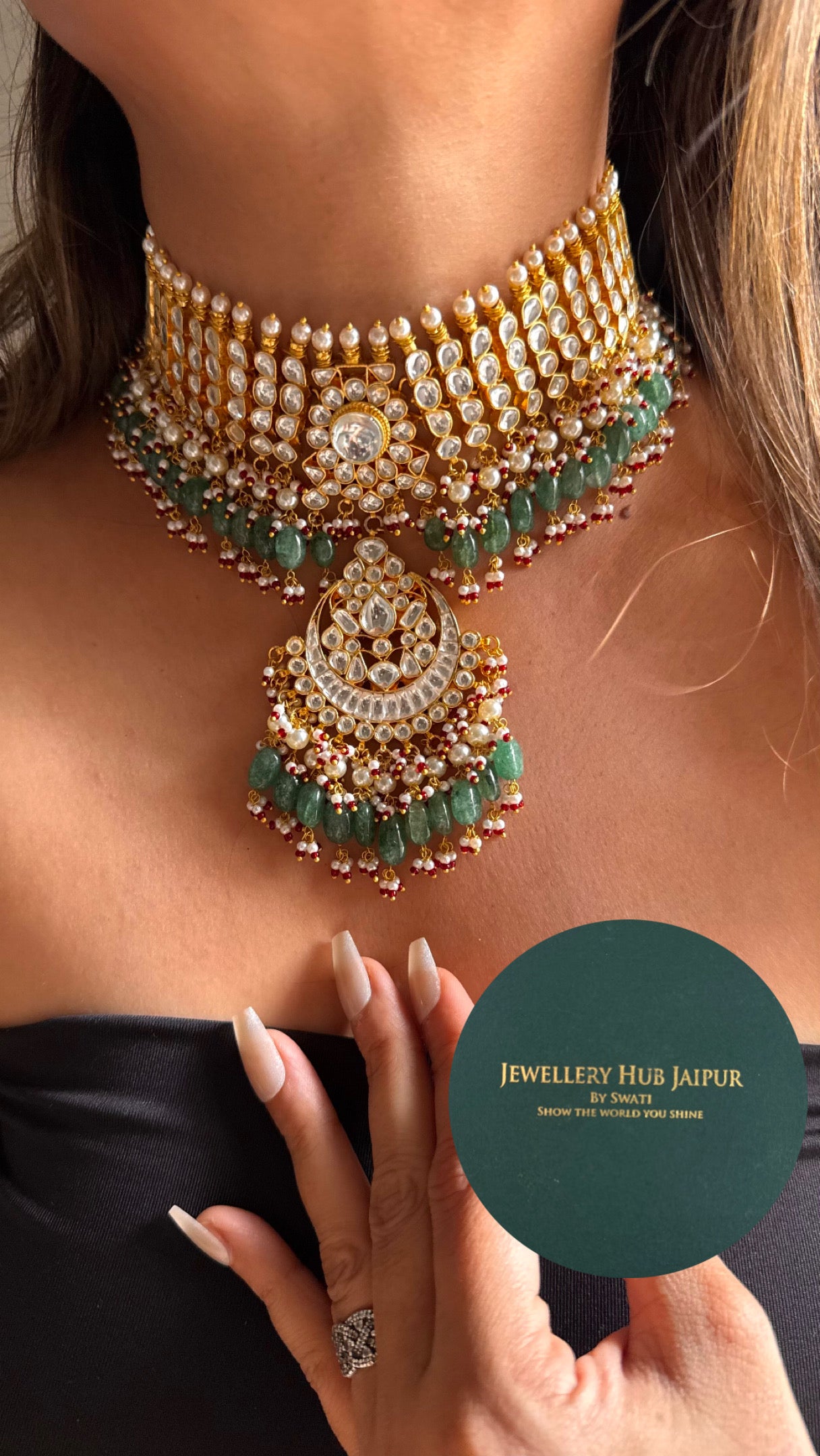 Heritage paachi kundan handmande bridal Necklace