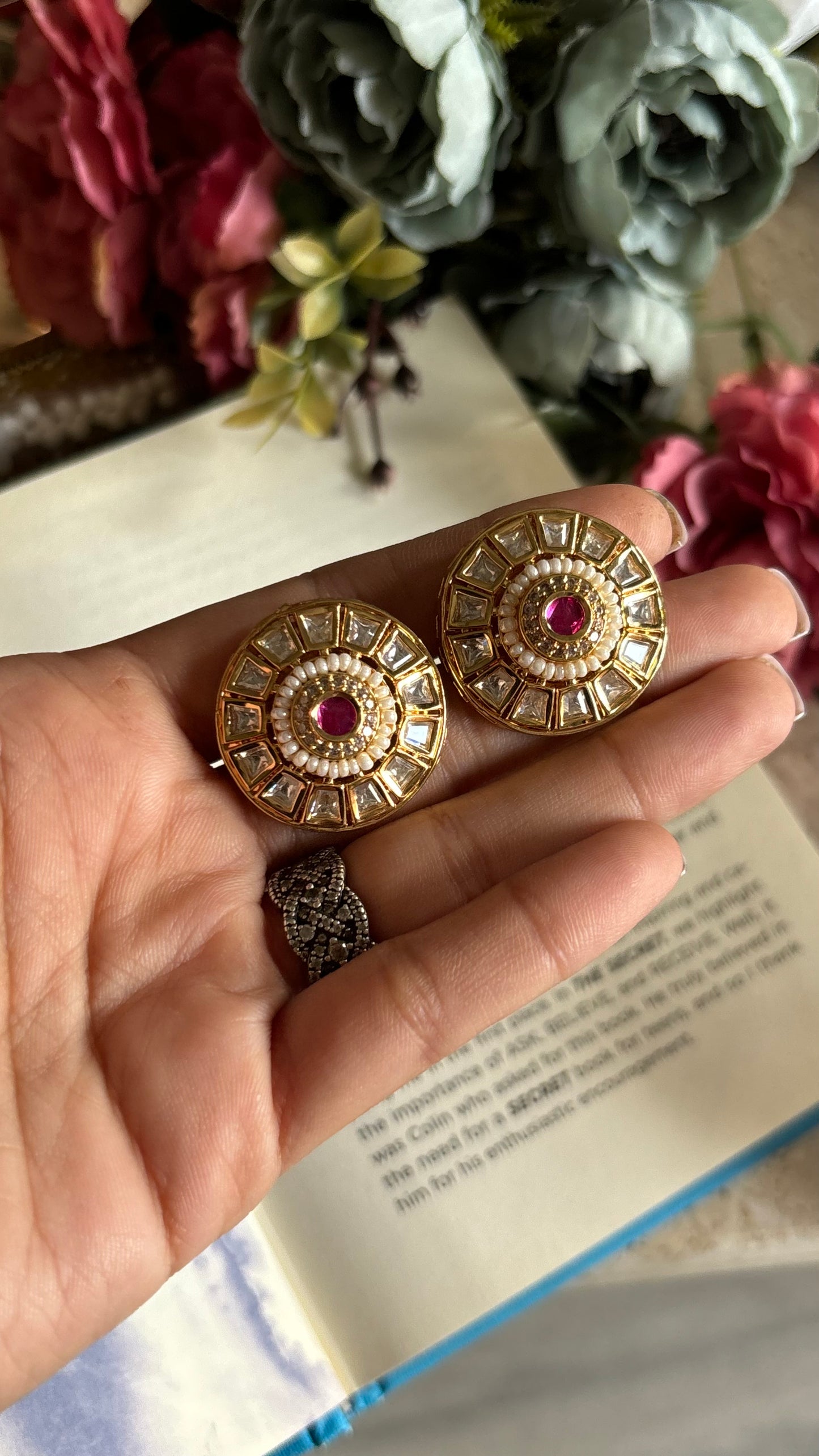 Ruby golden earrings