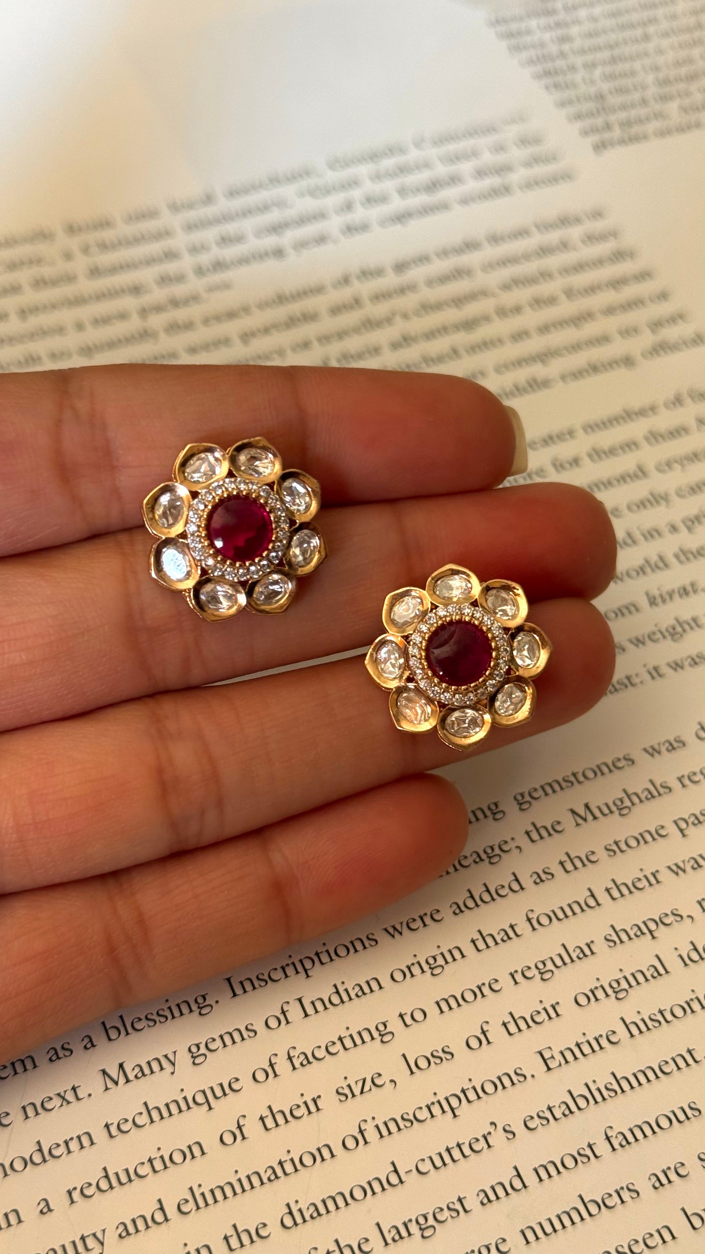 Ruby floral studs