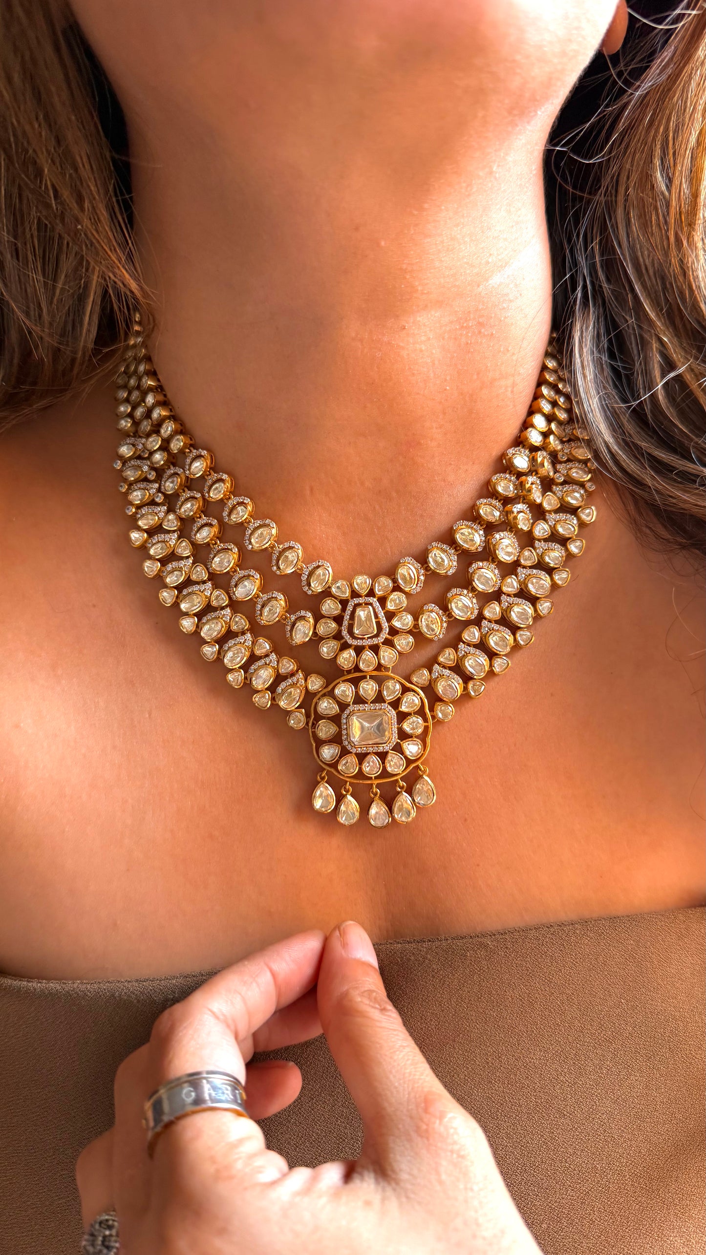 Ria designer bridal Asia LV Polki Necklace