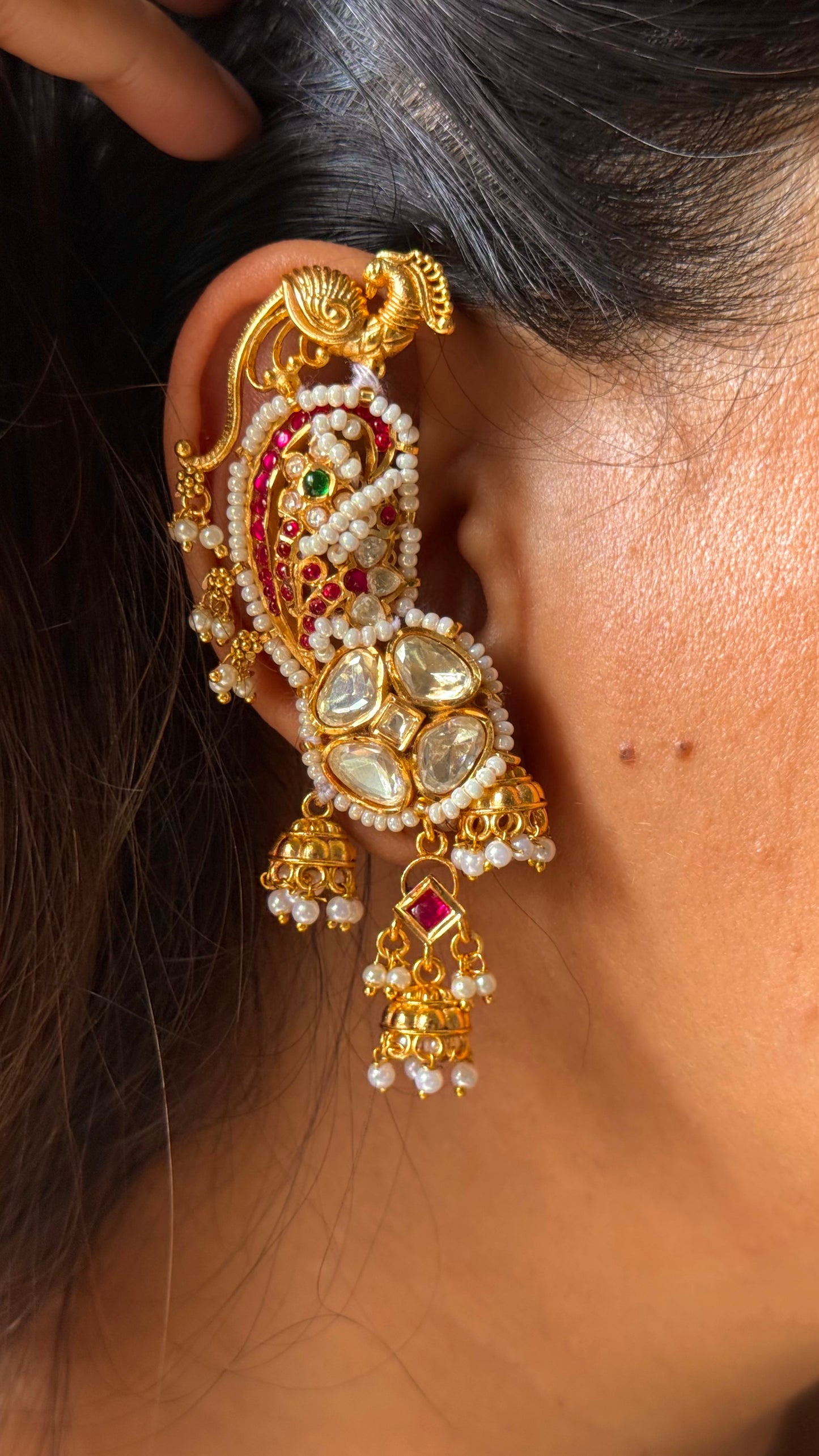 Heritage moissanite floral ear cuff