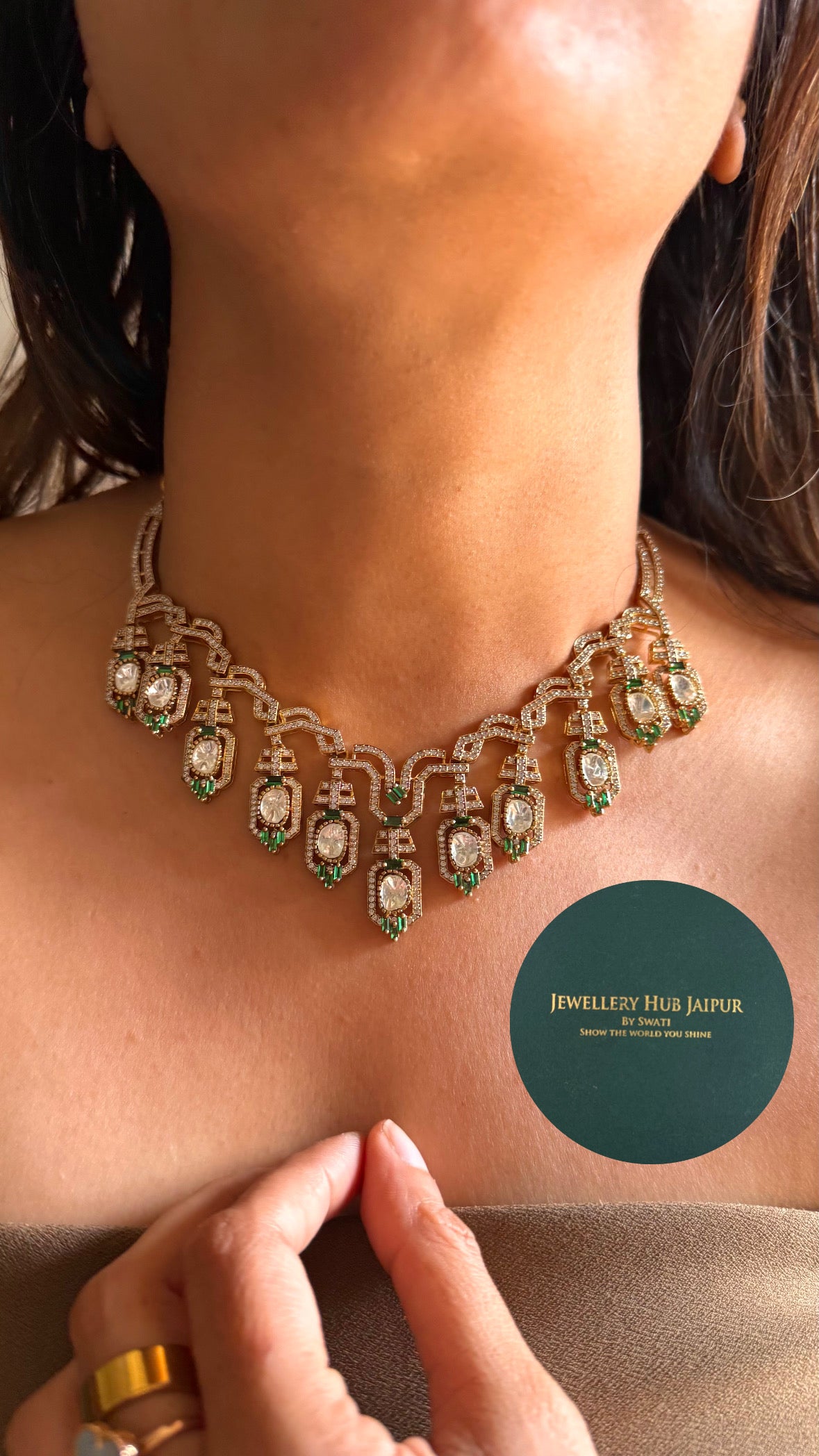 emerald diamond victorian necklace