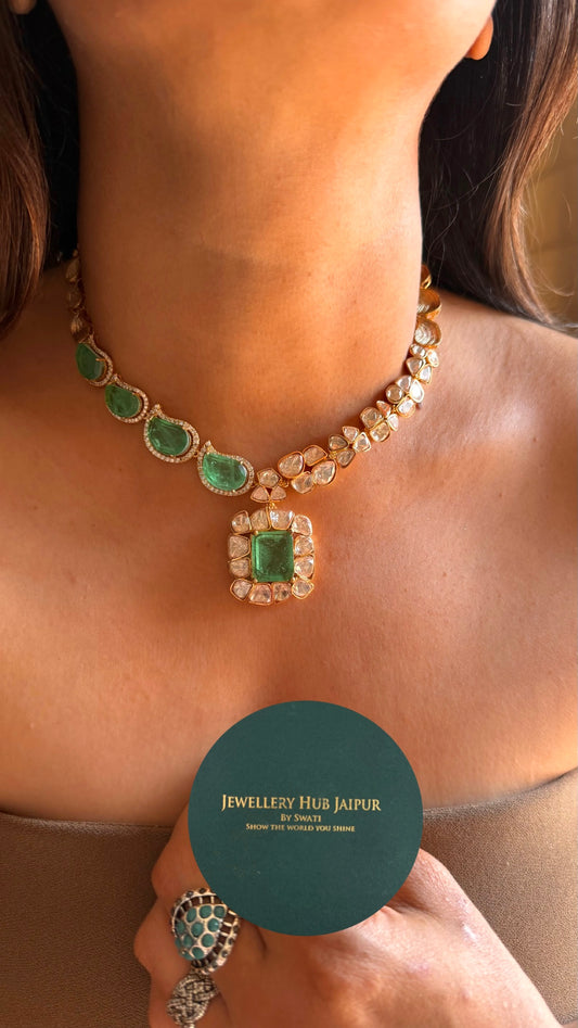 Mint leaf designer collar Necklace