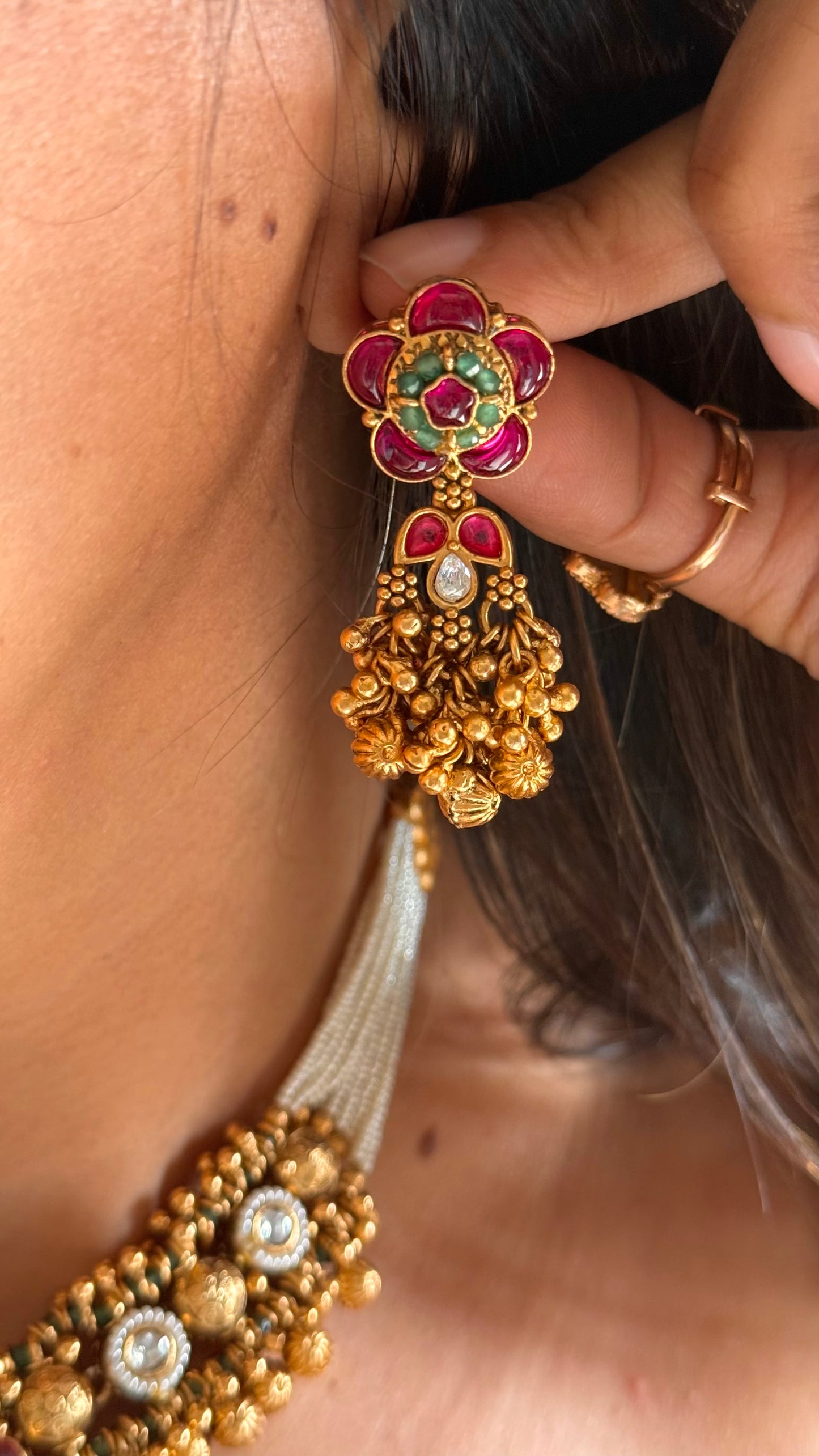 Mint oval Swarovski drop heritage necklace