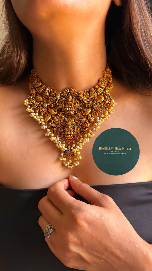 Goddess laxmi designed temple choker set
