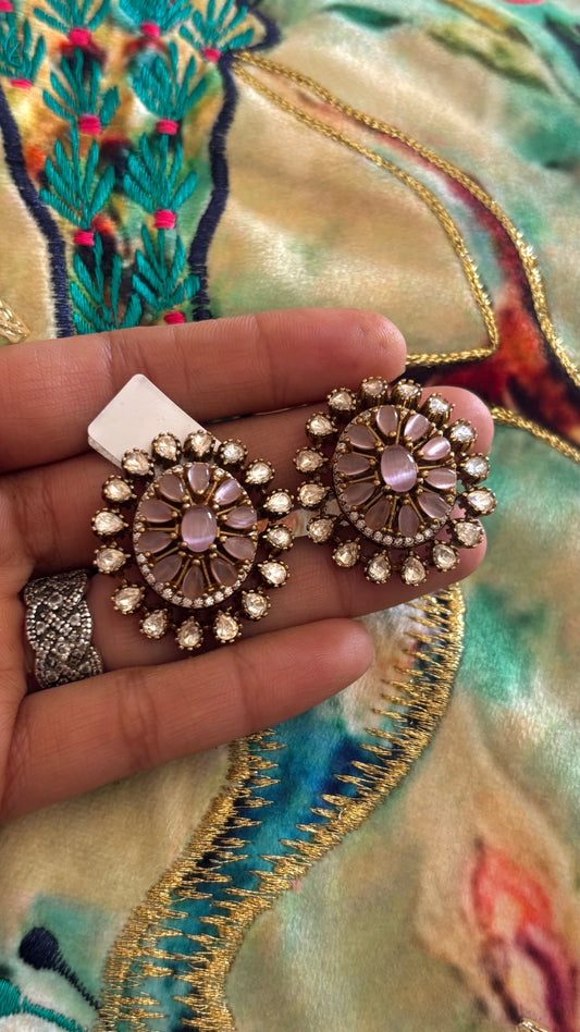 Rose quartz studs