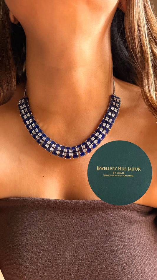 Sapphire cz diamond designer collar set