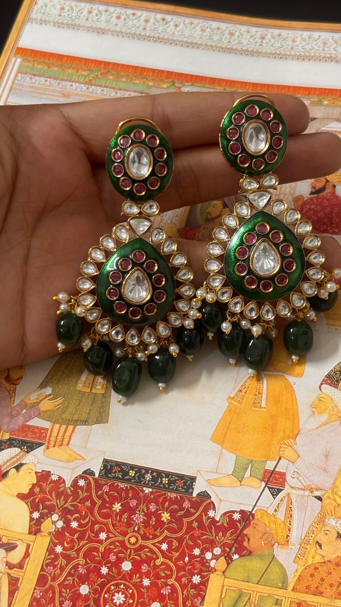 Emerald & Ruby Meenakari choker