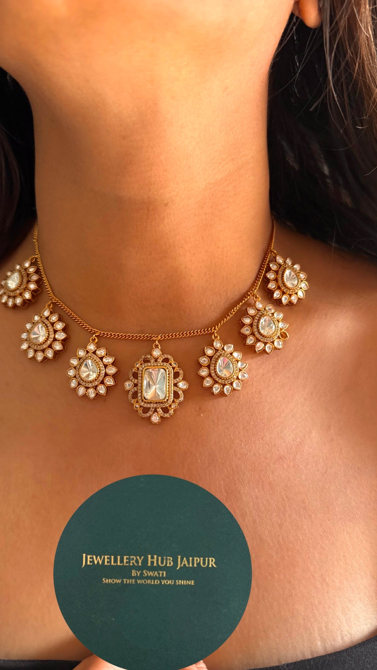 Polki minimalist necklace set