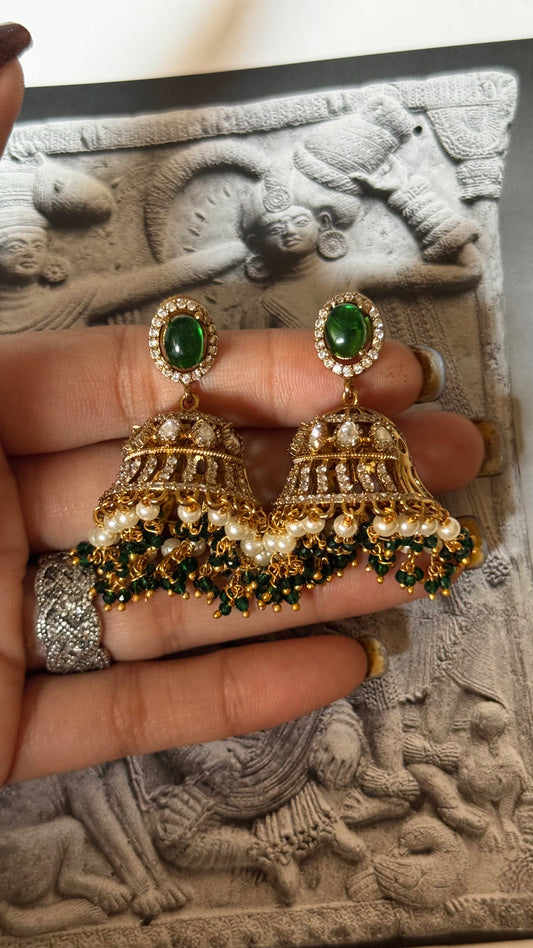 Emerald Moissanite jhumka
