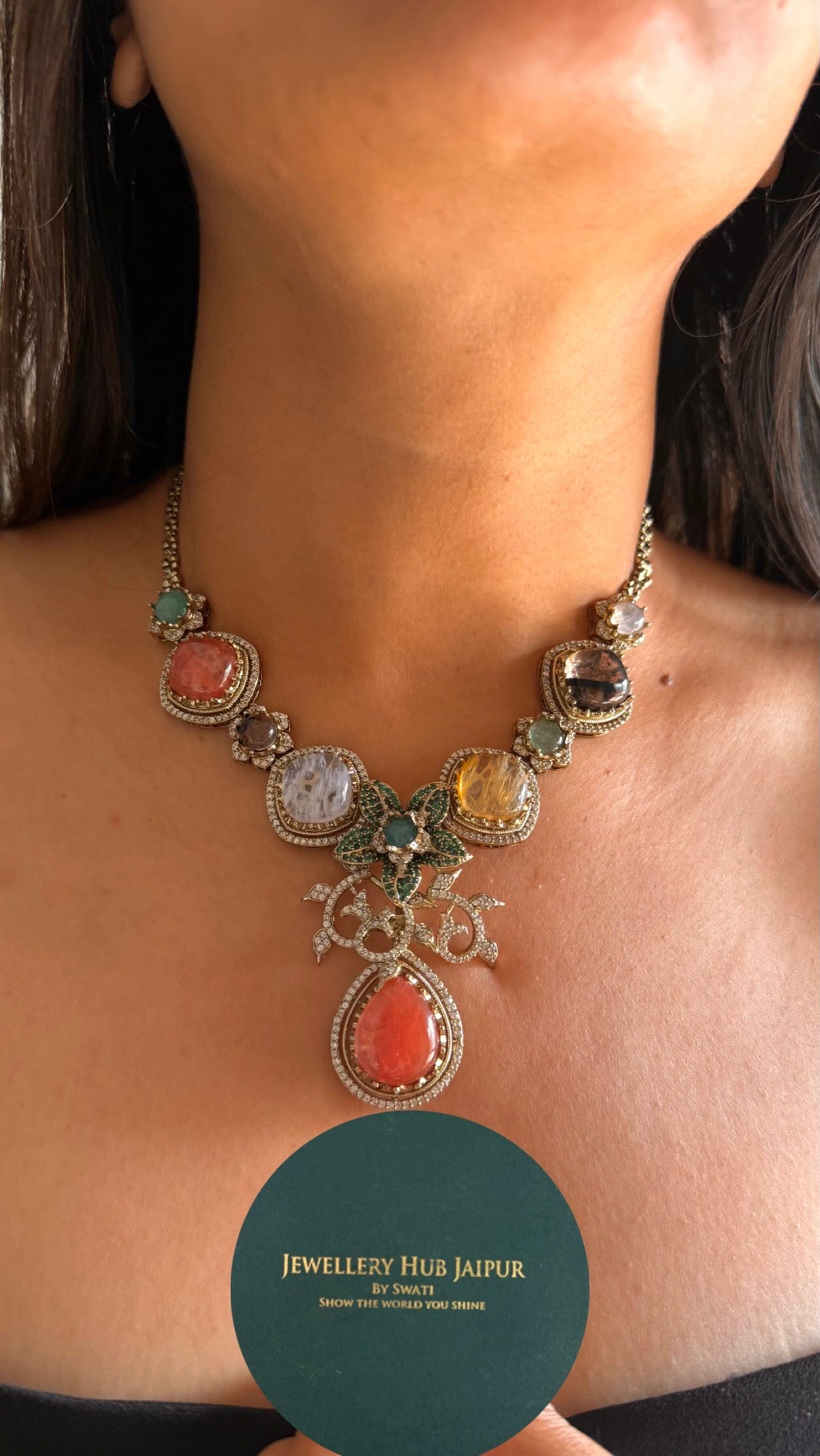 Peach & granite sabyasachi inspired necklace