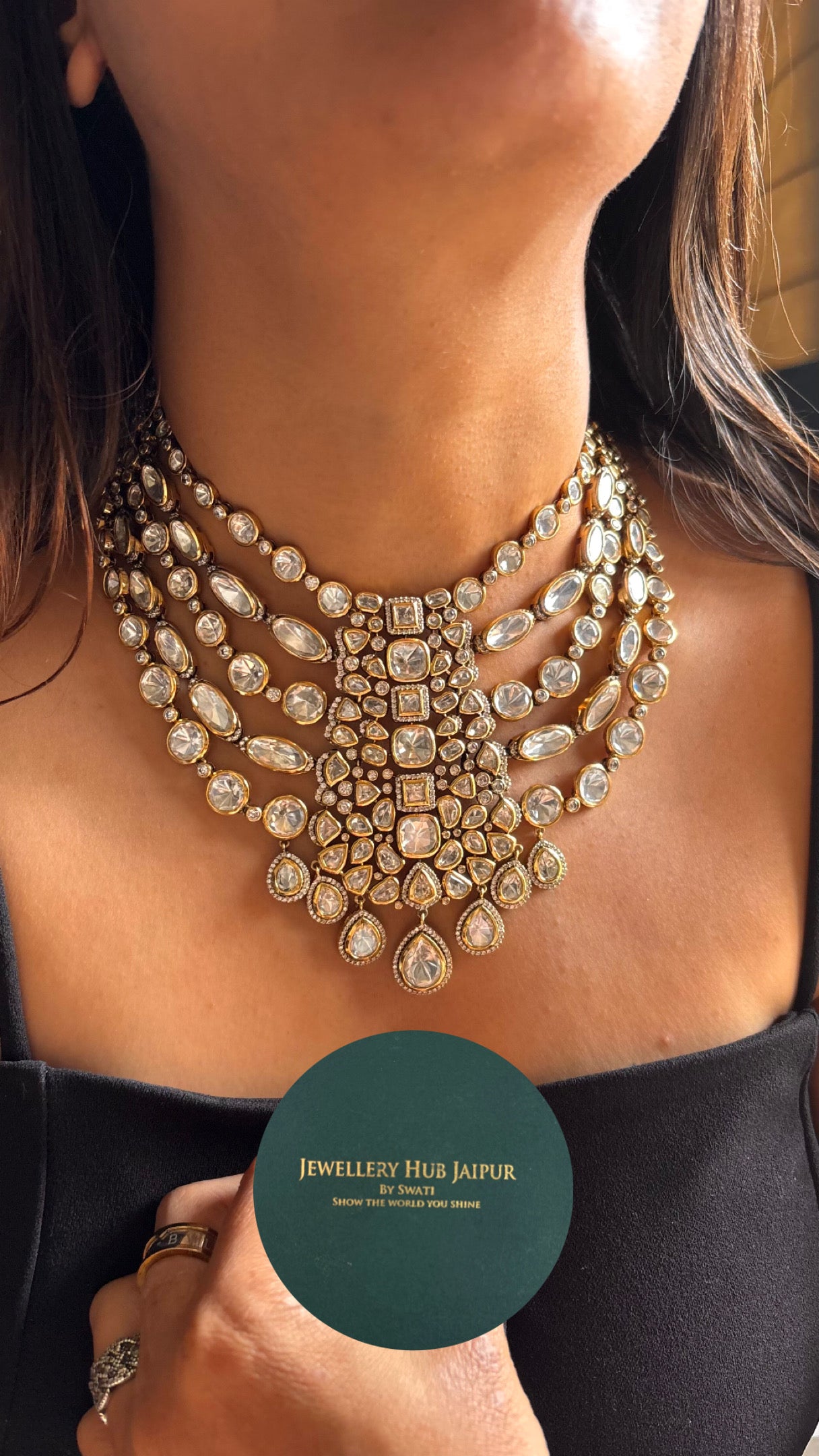 Real moissanite polki layerd Necklace